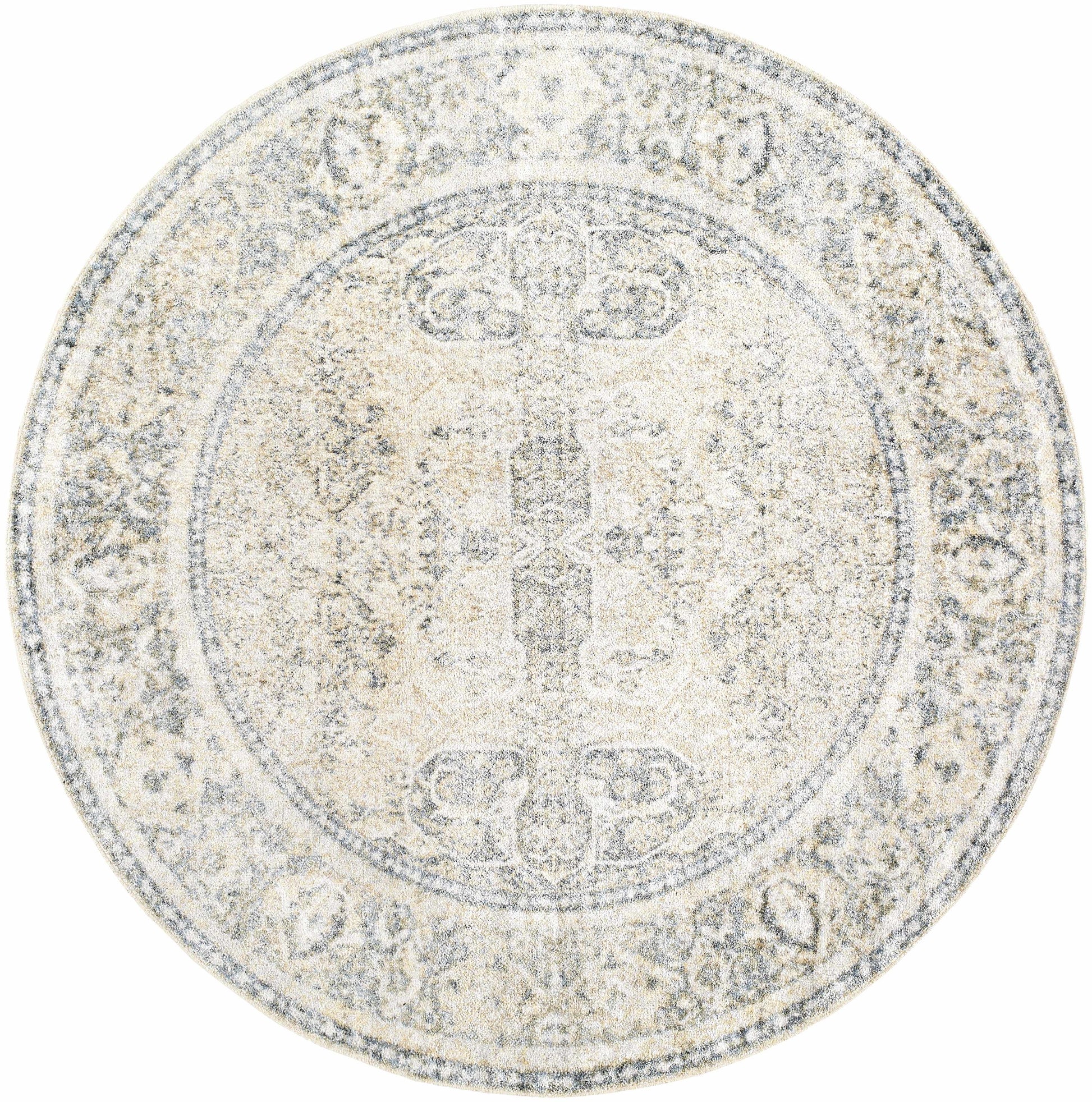 Arias Cream & Blue Washable Area Rug - Boutique Rugs