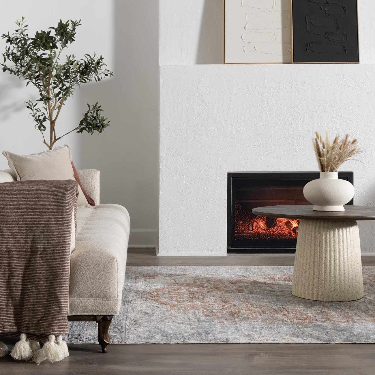 Emke Cream Washable Area Rug - Boutique Rugs