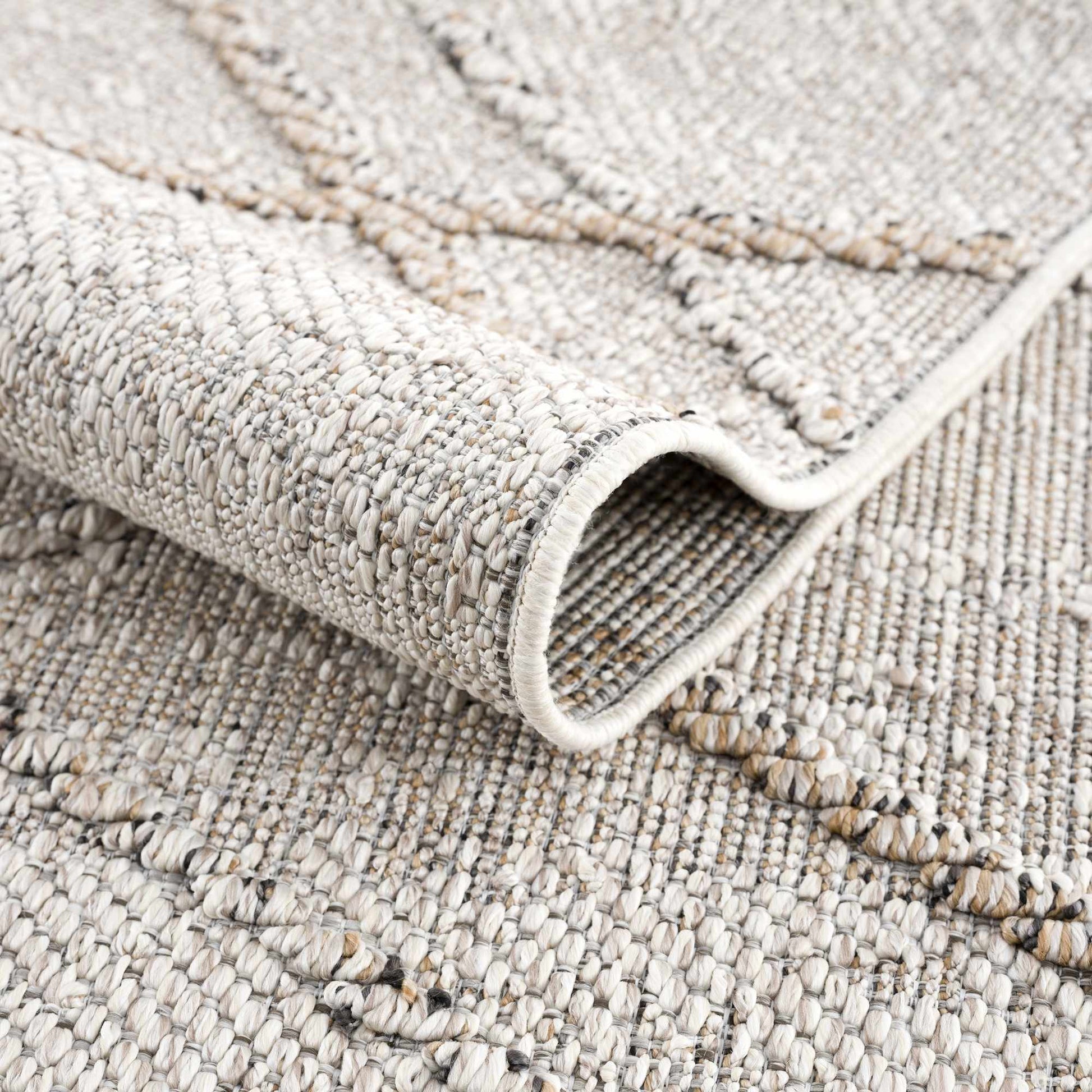 Baqer Bone & Tan Textured Performance Rug - Clearance - Boutique Rugs