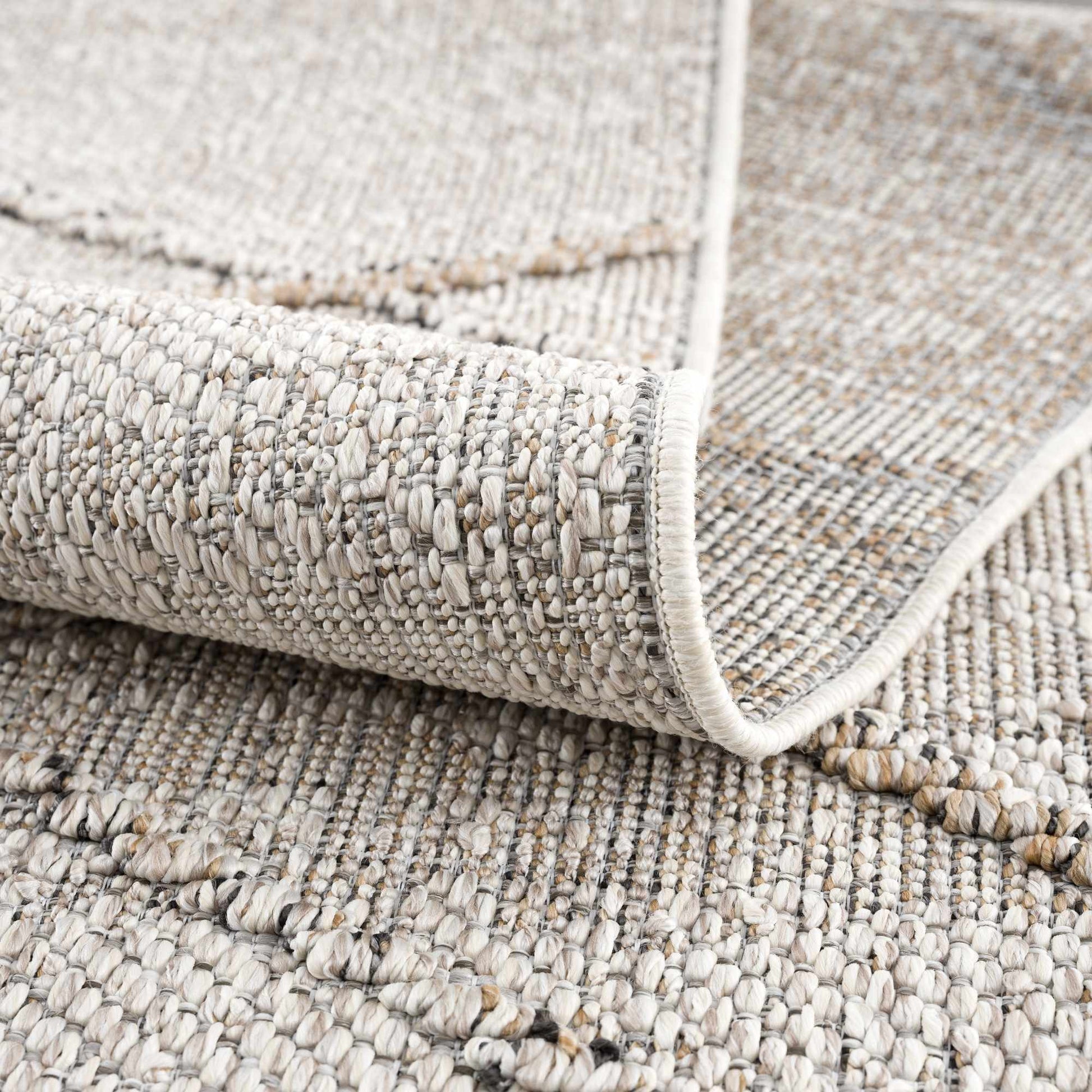 Baqer Bone & Tan Textured Performance Rug - Clearance - Boutique Rugs