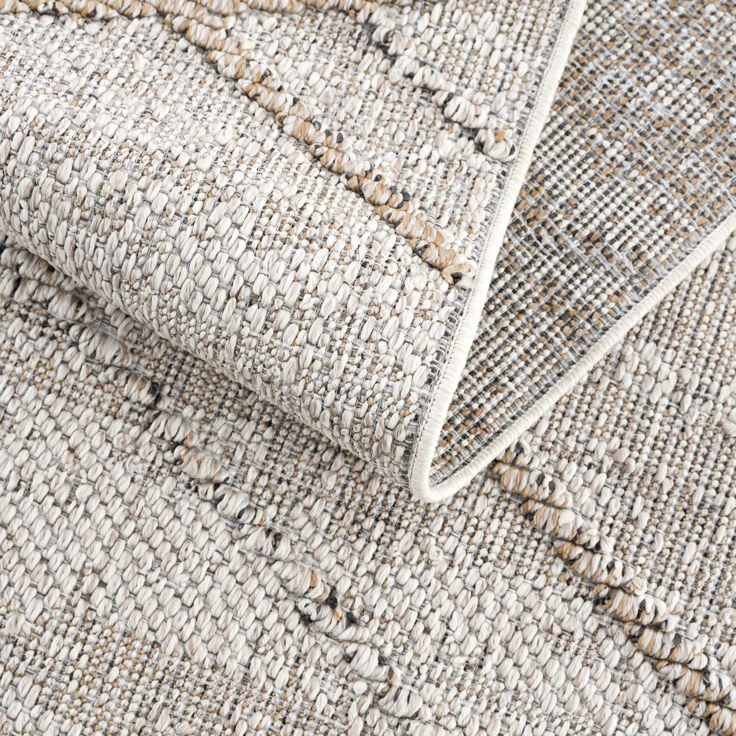 Baqer Bone & Tan Textured Performance Rug - Clearance - Boutique Rugs