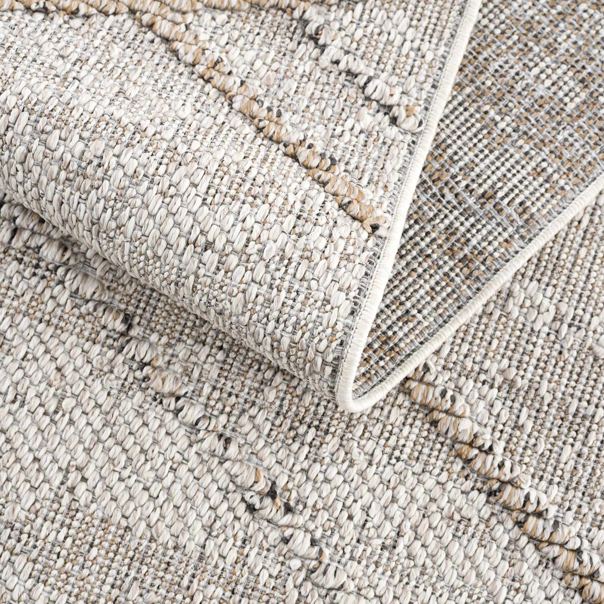 Baqer Bone & Tan Textured Performance Rug - Clearance - Boutique Rugs