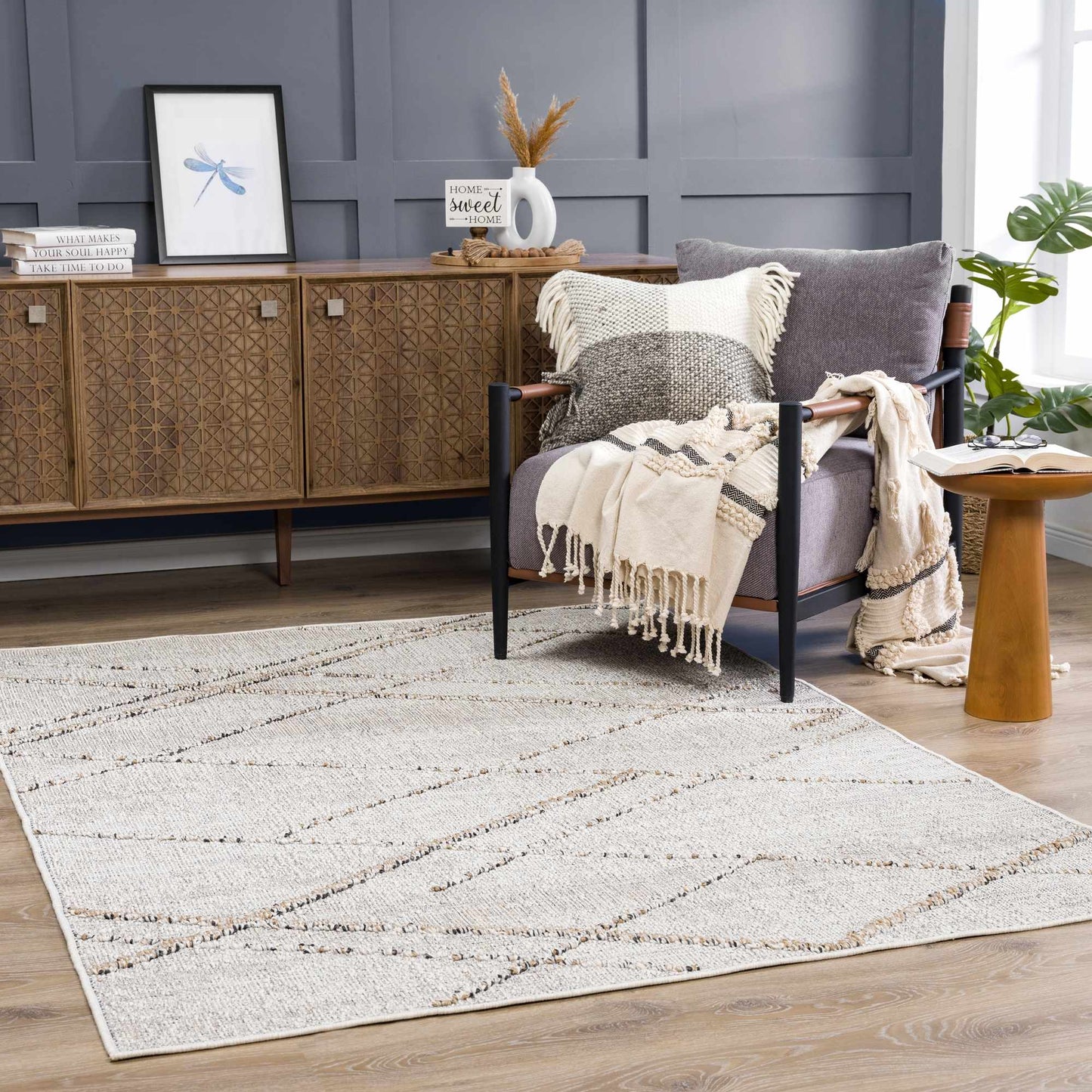 Baqer Bone & Tan Textured Performance Rug - Clearance - Boutique Rugs