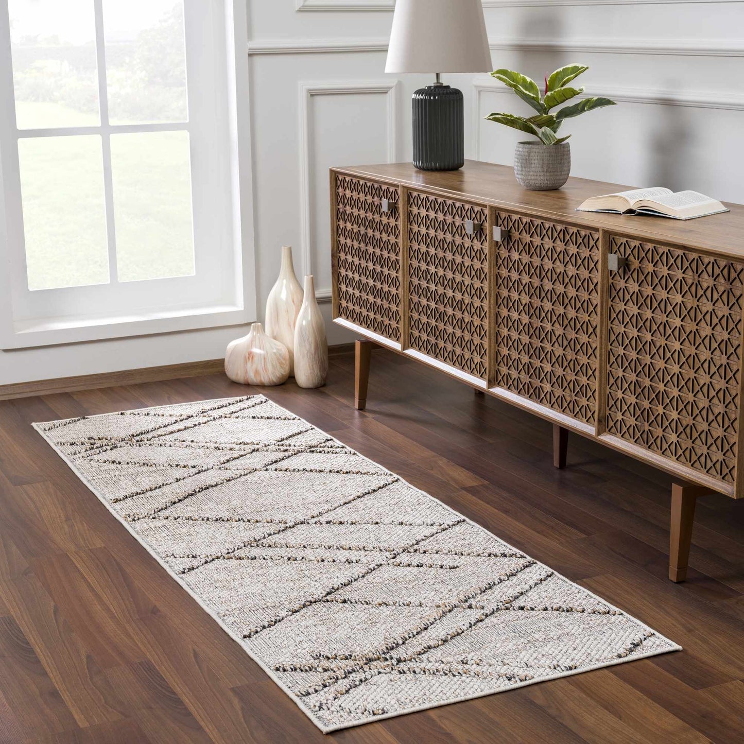 Baqer Bone & Tan Textured Performance Rug - Clearance - Boutique Rugs