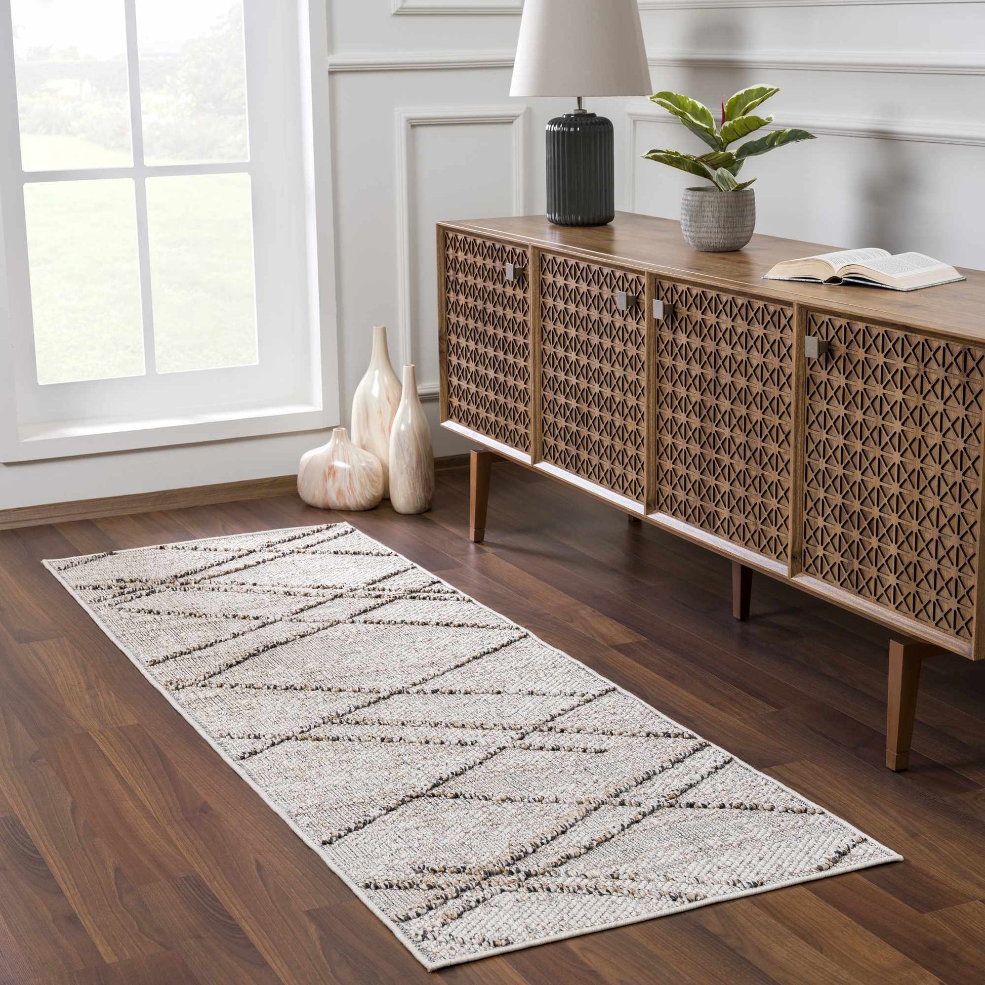 Baqer Bone & Tan Textured Performance Rug - Clearance - Boutique Rugs