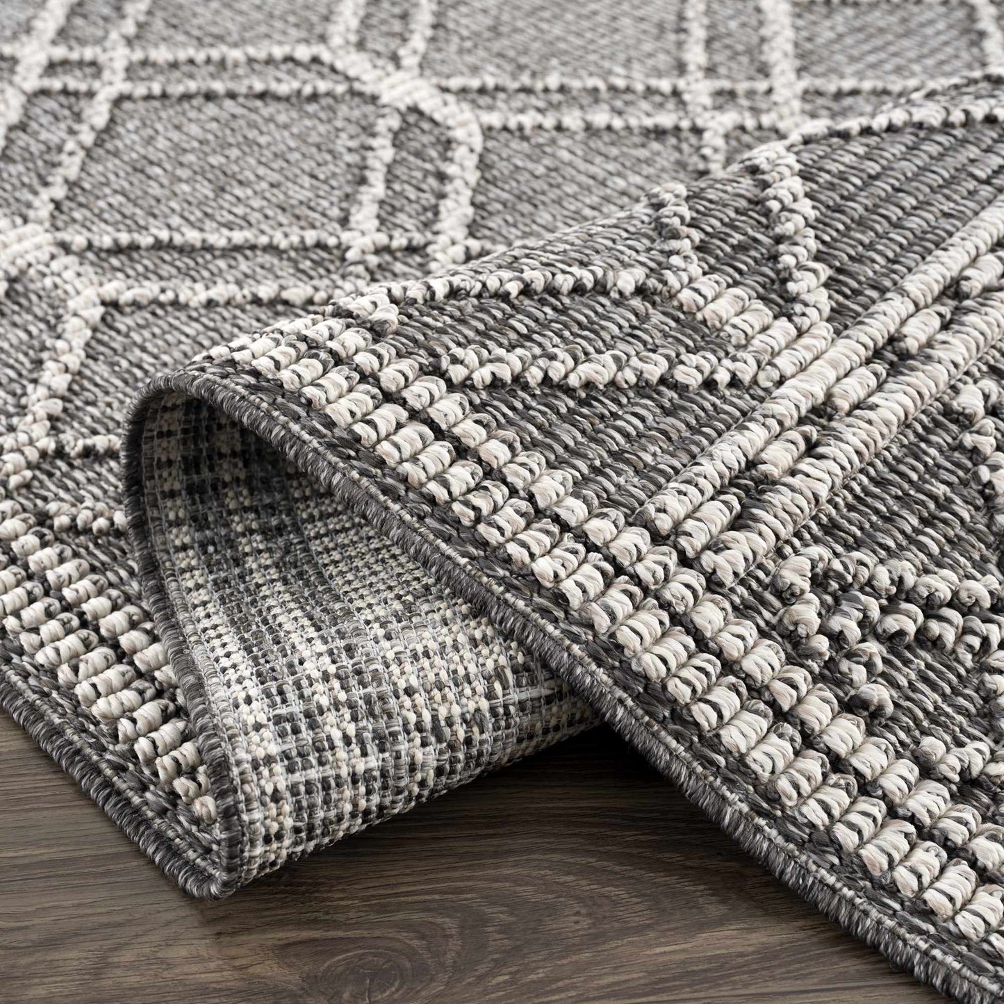 Diah Black Textured Trellis Rug - Limited Edition - Boutique Rugs
