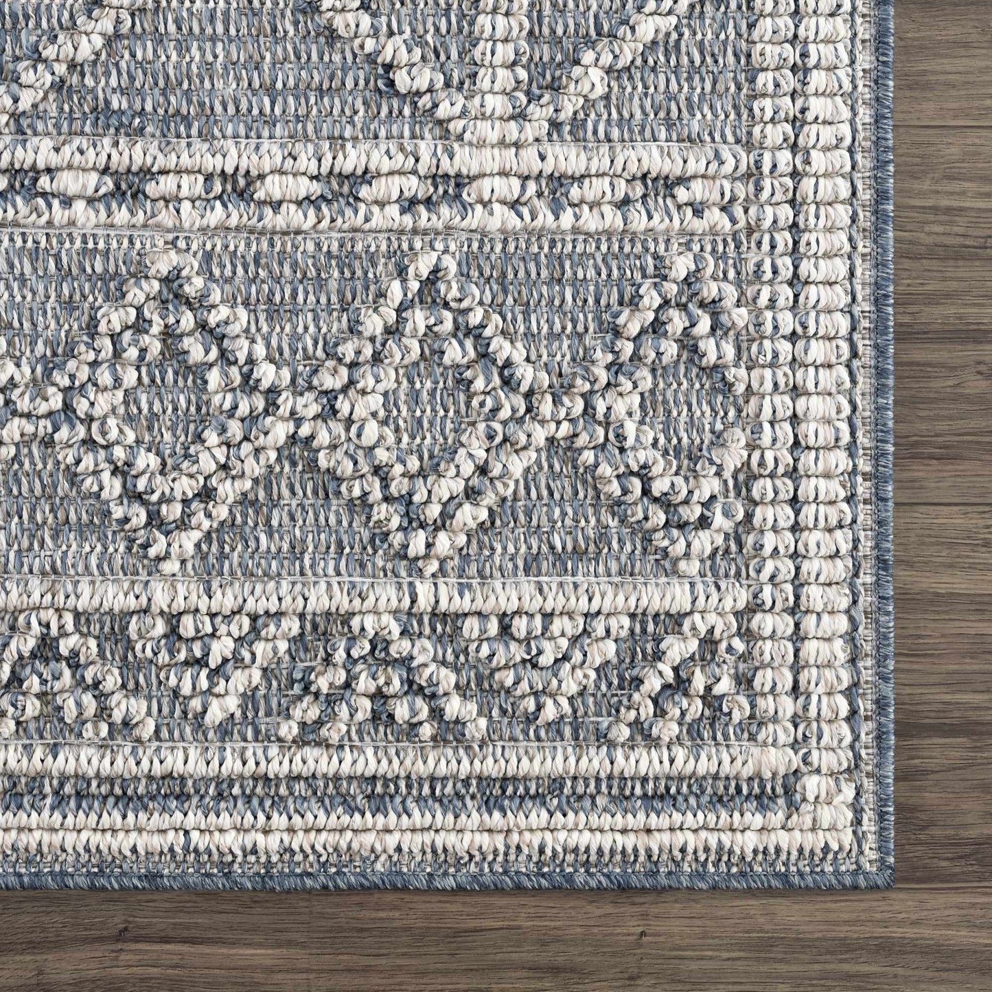 Diah Gray Blue Textured Trellis Rug - Limited Edition - Boutique Rugs