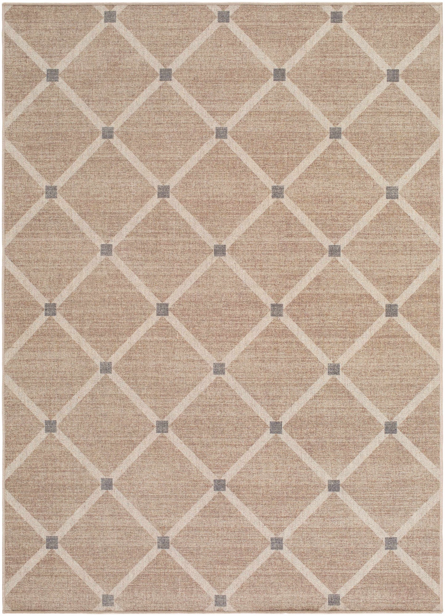 Beige Gray Trellis Washable Wool Rug - Boutique Rugs