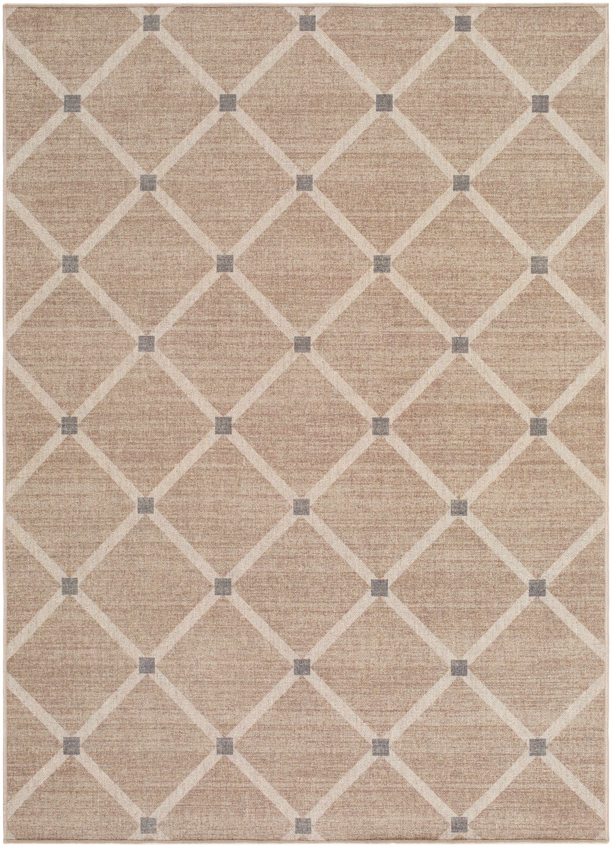 Beige Gray Trellis Washable Wool Rug - Boutique Rugs