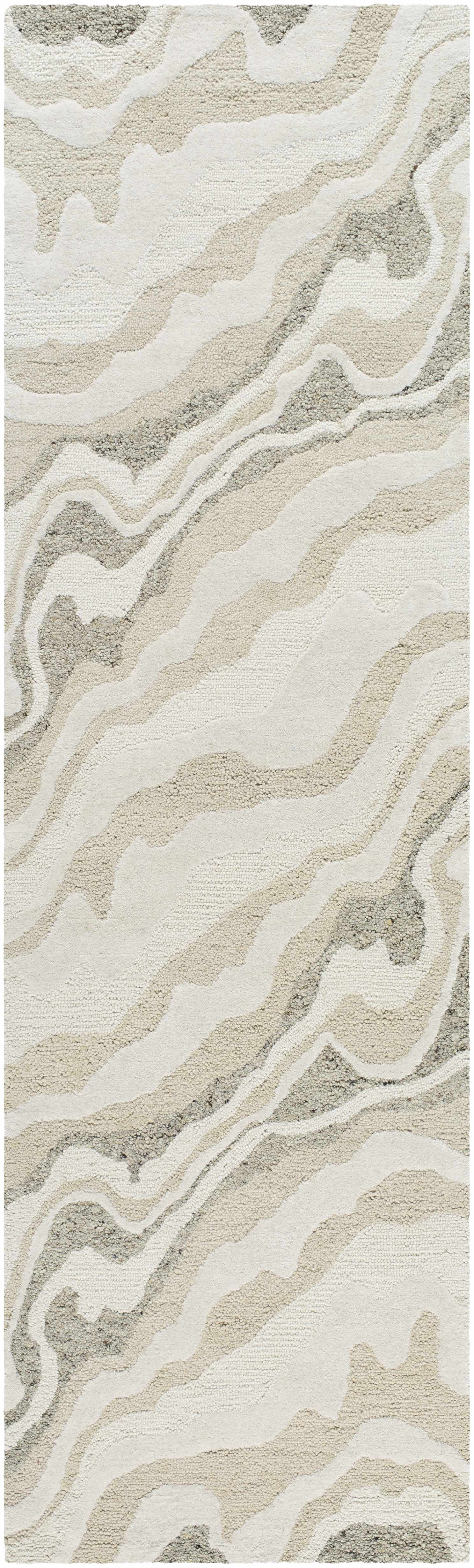 Beige Marbled Wool Area Rug - Boutique Rugs