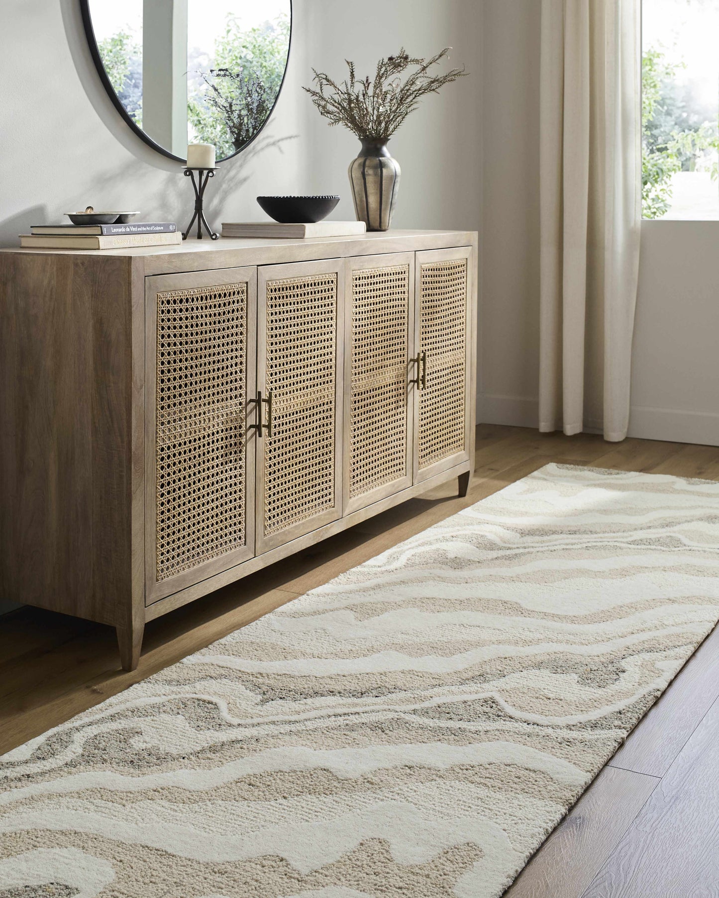 Beige Marbled Wool Area Rug - Boutique Rugs