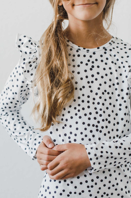 Scattered Dot L/S Ruffle Tee - Mila & Rose ®