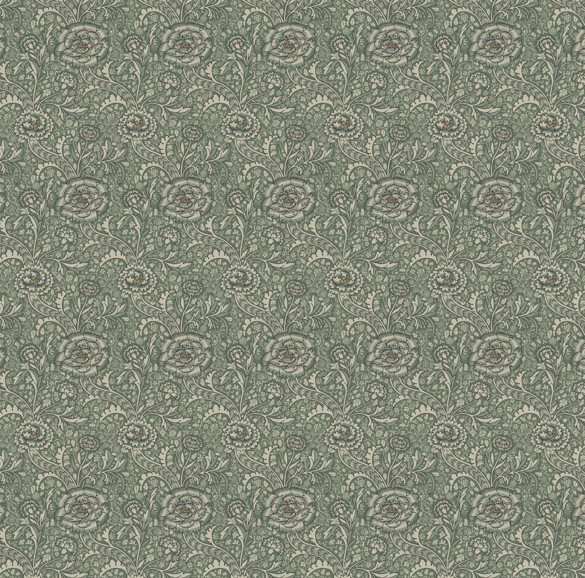 Annika Floral Wallpaper by Bear Bell - Sample 1 foot by 1 foot / Green - Loomwell Home Goods