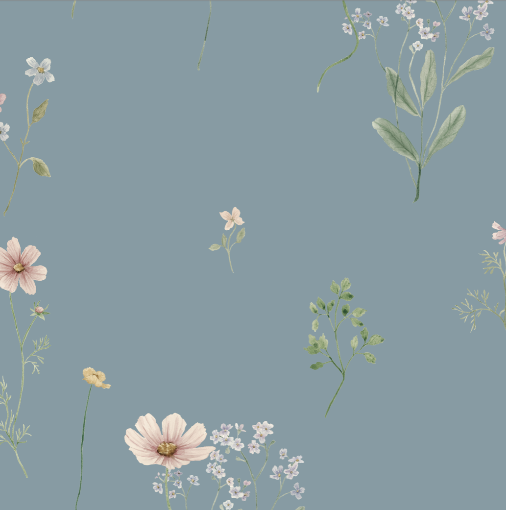 Marta Wallpaper by Emily Cooper Art - Sample 1 foot by 1 foot / Blue - Loomwell Home Goods