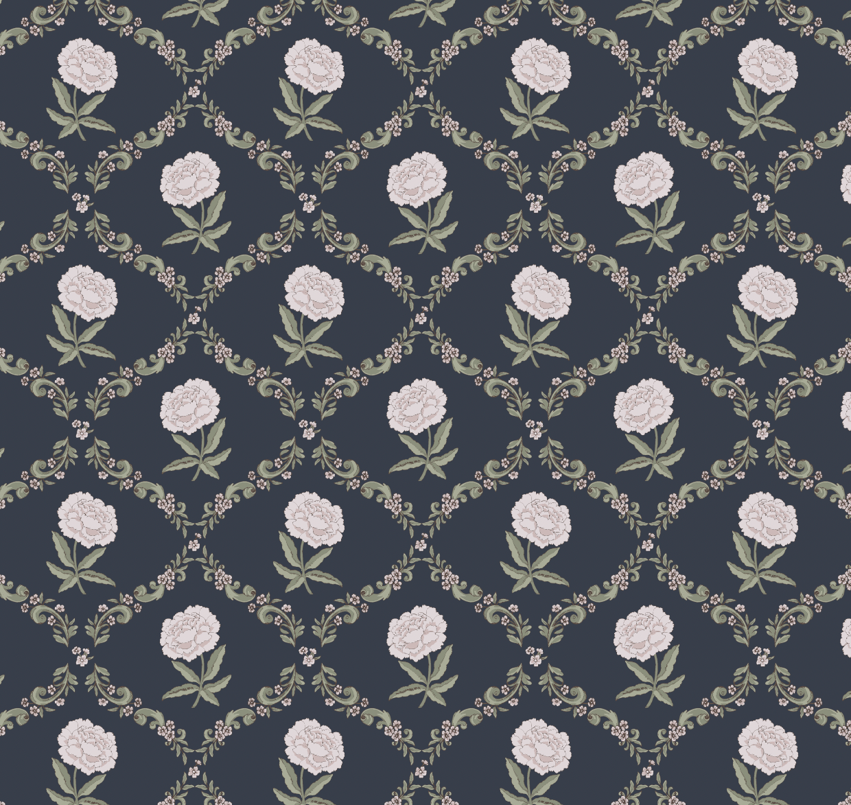 Elise Wallpaper by Anna H Design - Sample 1 foot by 1 foot / Navy - Loomwell Home Goods