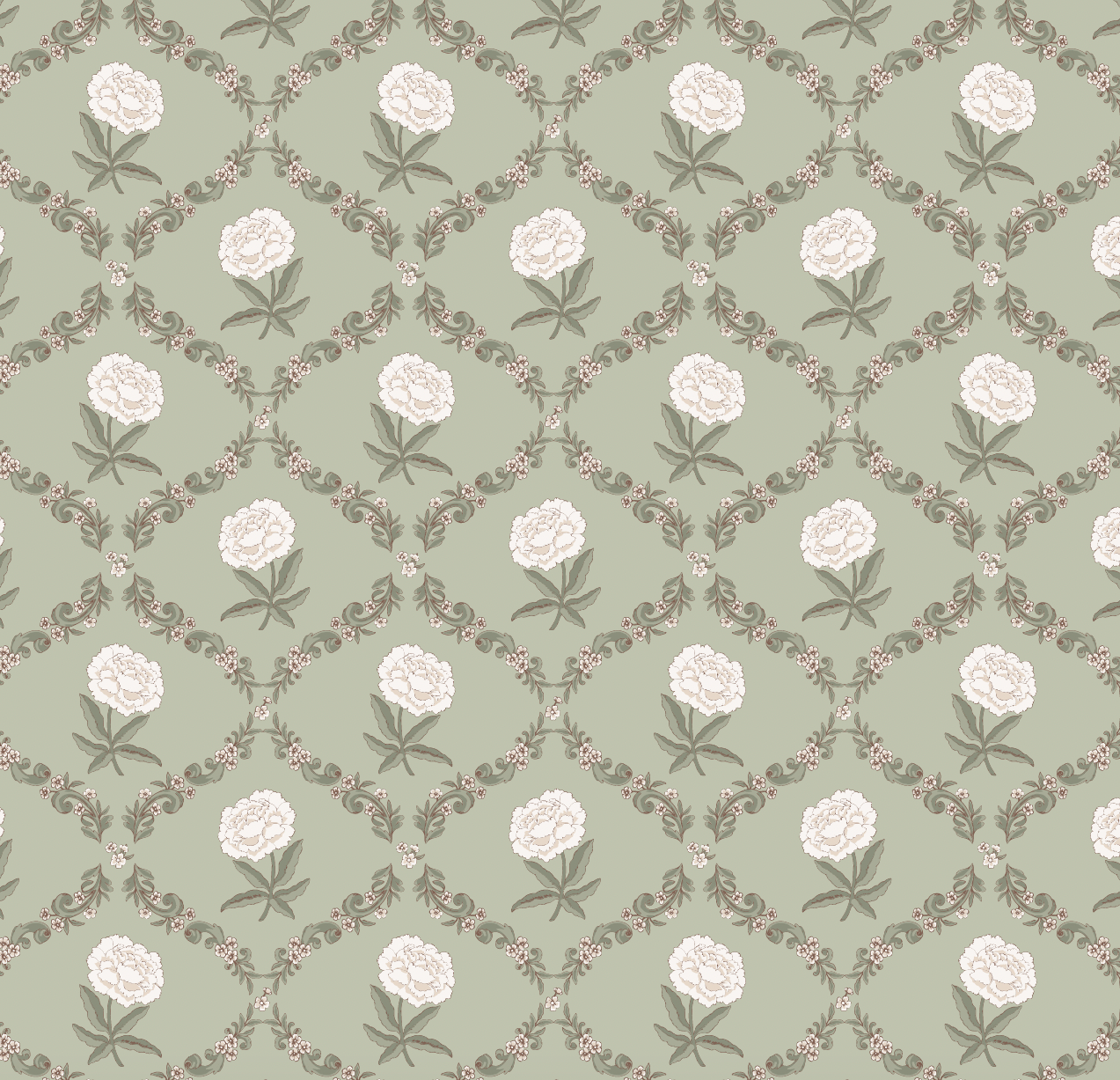 Elise Wallpaper by Anna H Design - Sample 1 foot by 1 foot / Sage - Loomwell Home Goods