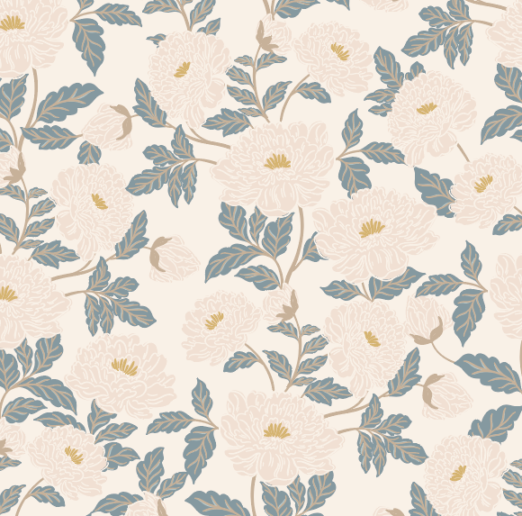 Riley Wallpaper by Gabriela Dachin - Sample 1 foot by 1 foot / Denim - Loomwell Home Goods