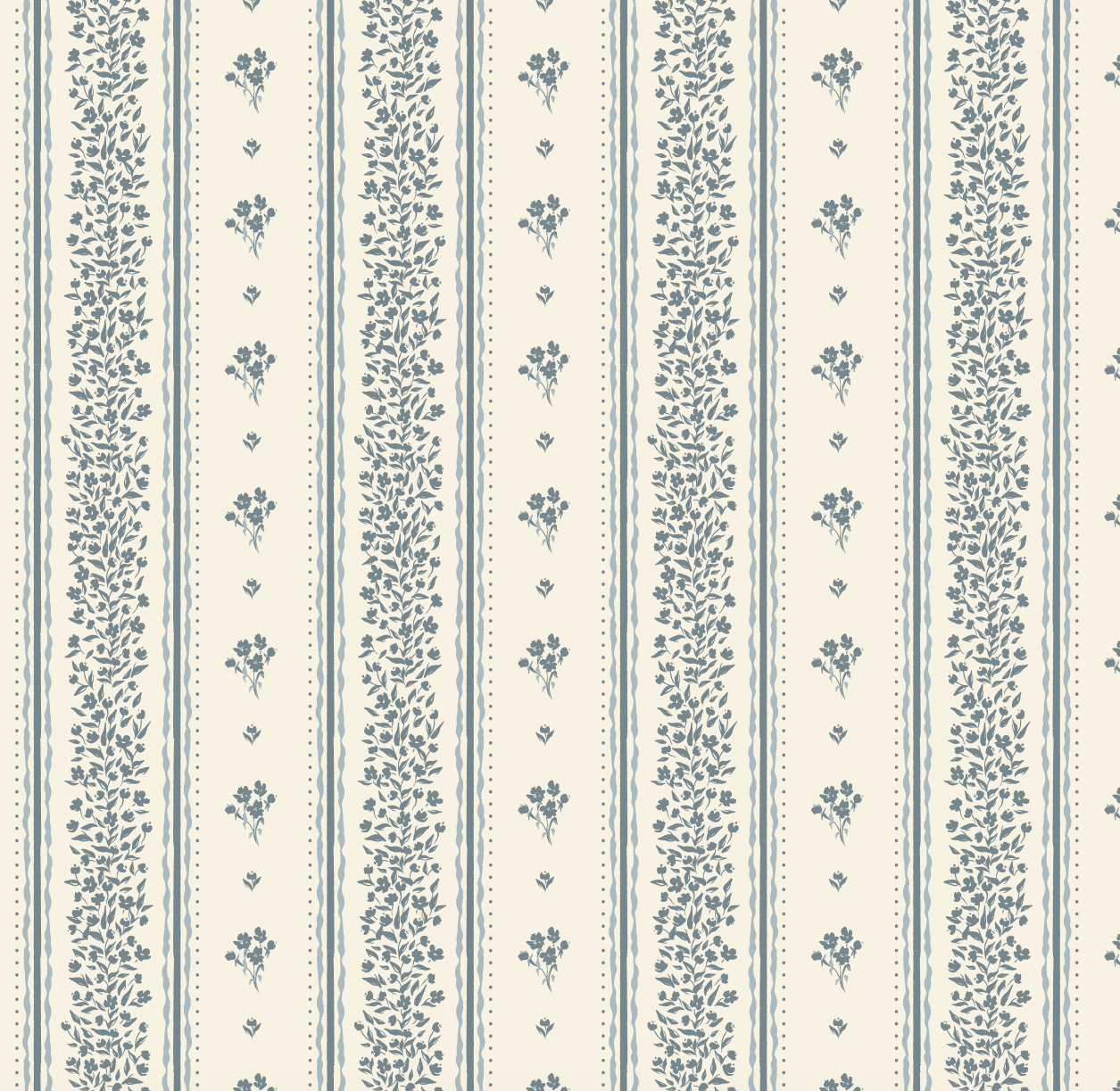 Lyla Wallpaper by Ali Anni - Sample 1 foot by 1 foot / Cream and Blue - Loomwell Home Goods