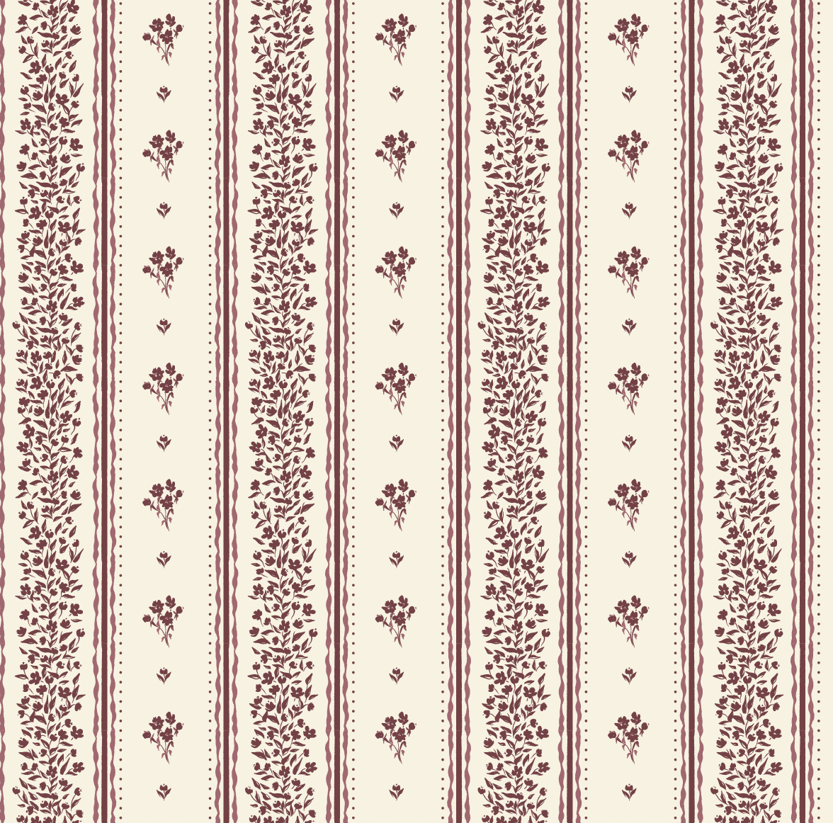 Lyla Wallpaper by Ali Anni - Sample 1 foot by 1 foot / Cream and Burgundy - Loomwell Home Goods