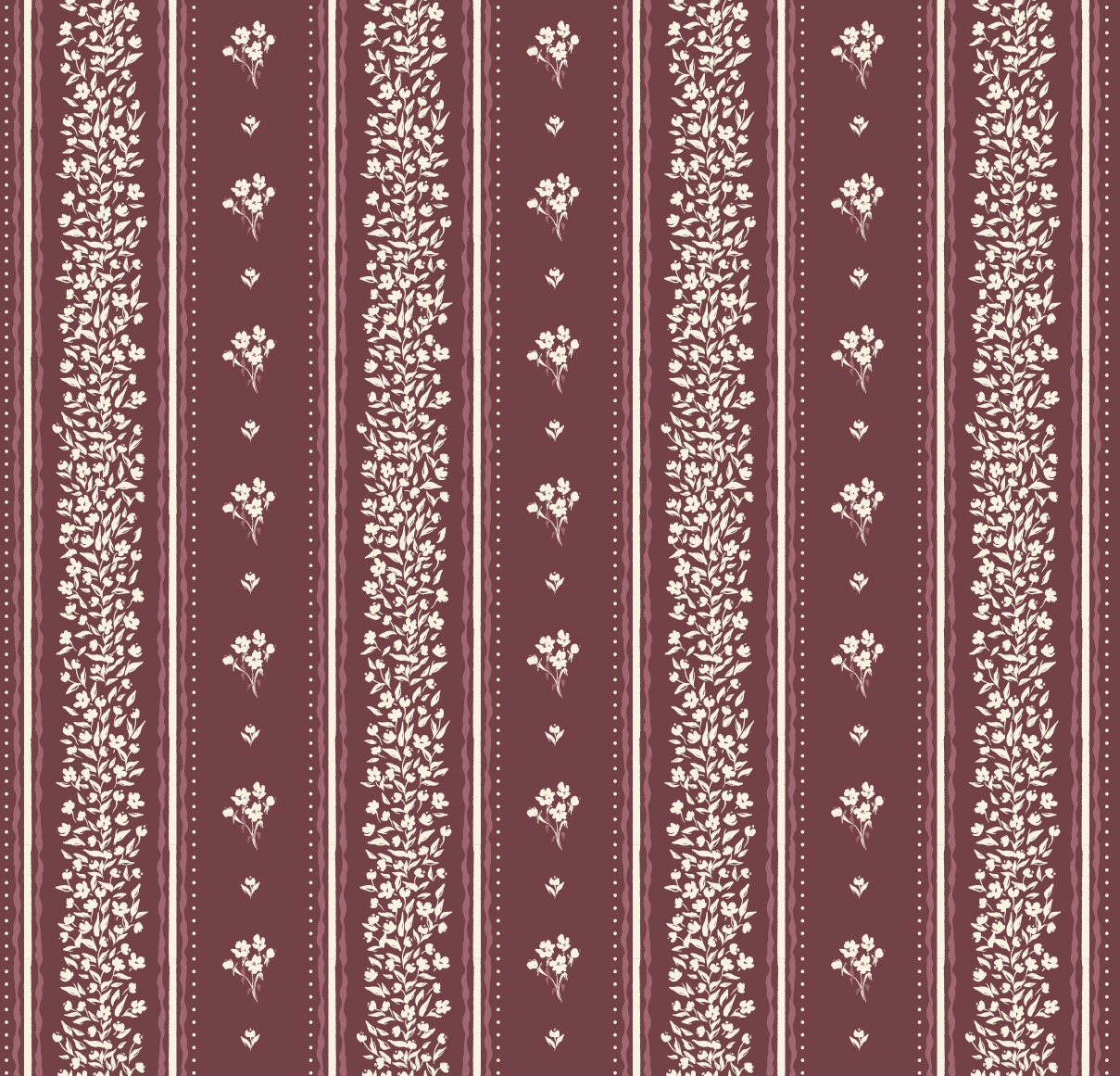Lyla Wallpaper by Ali Anni - Sample 1 foot by 1 foot / Burgundy - Loomwell Home Goods