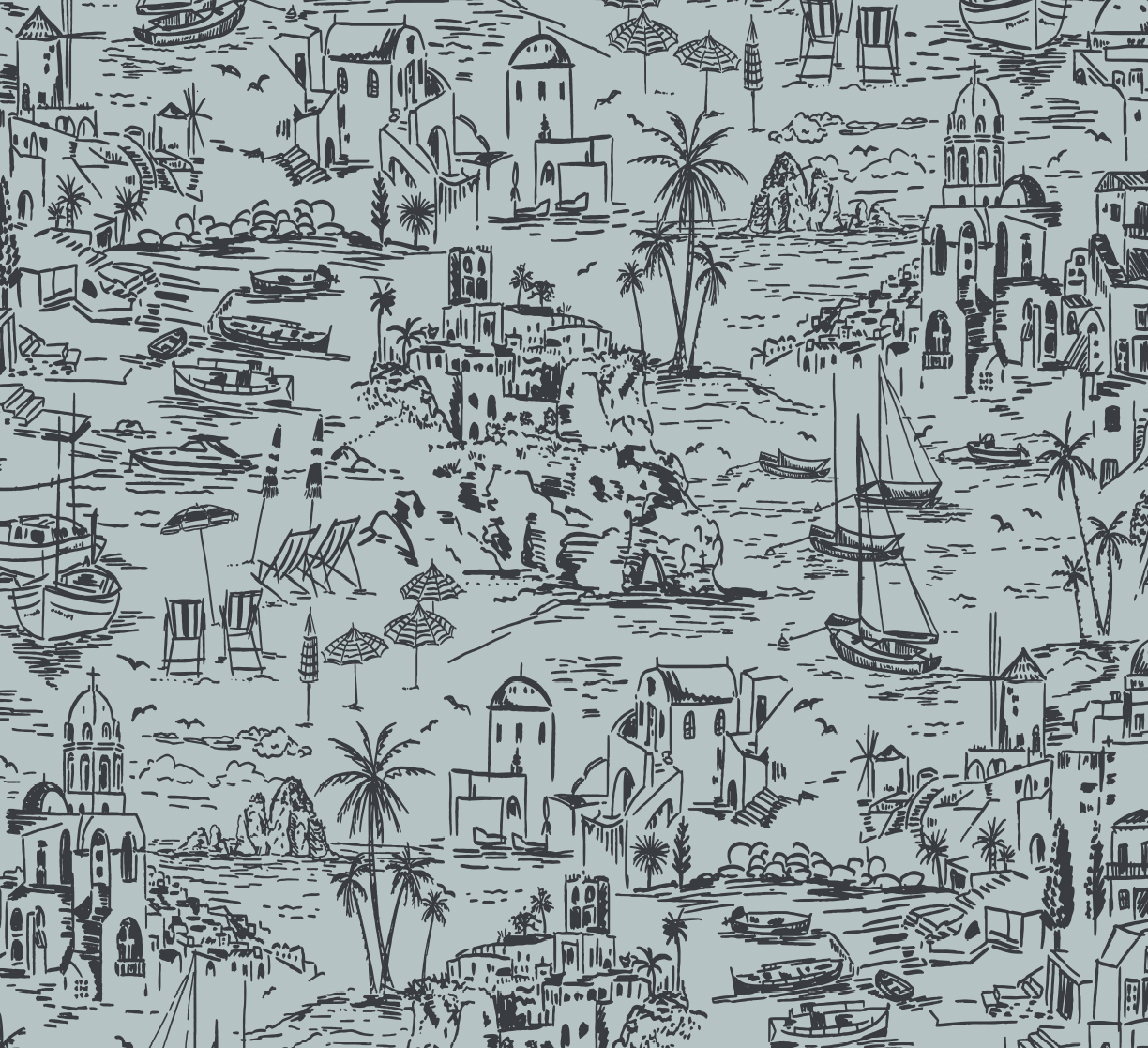 Nico Wallpaper by Hufton Studio - Sample 1 foot by 1 foot / Blue and Black - Loomwell Home Goods