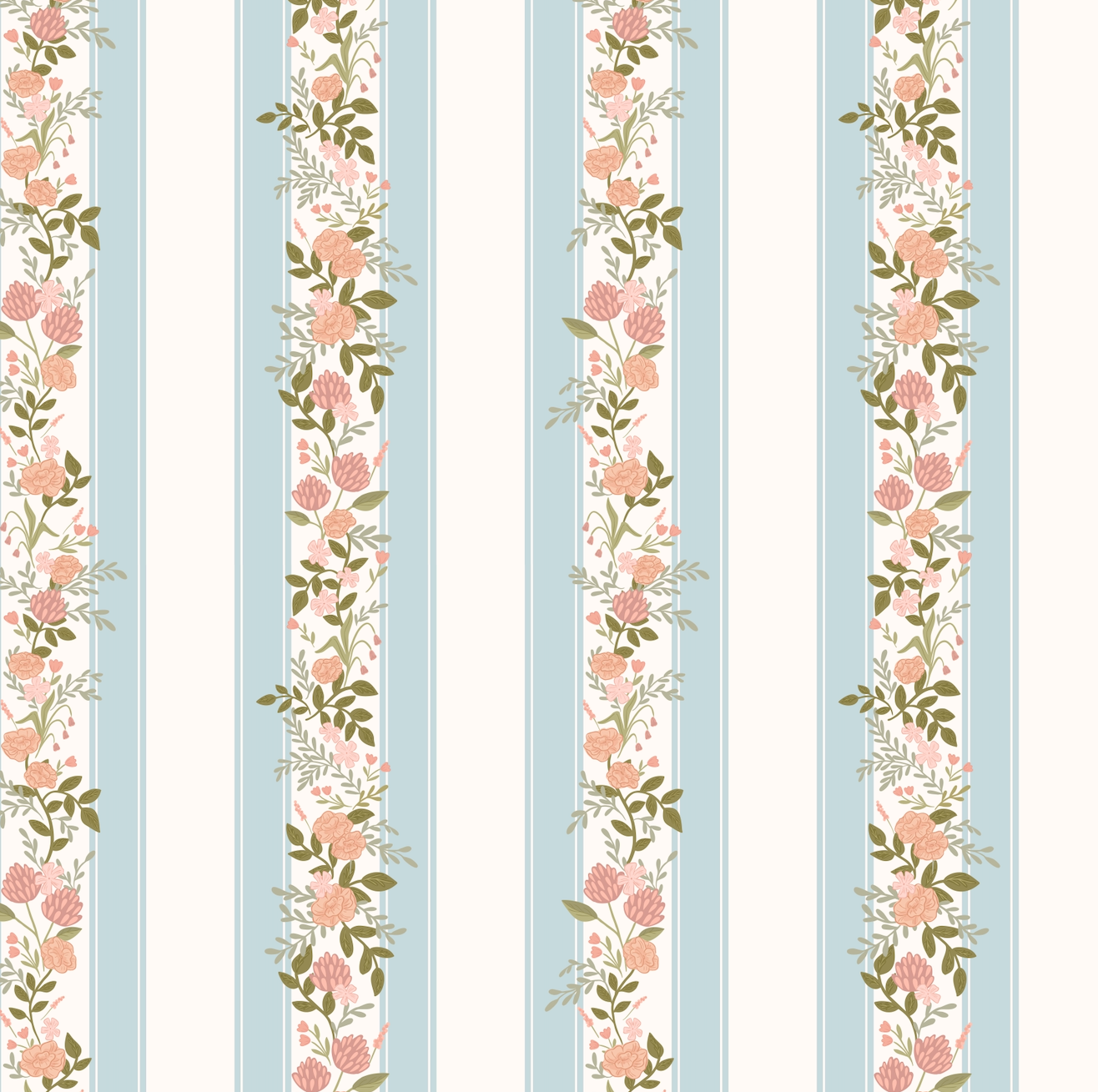 Evie Wallpaper by Jackie Jean Design - Sample 1 foot by 1 foot / Blue / Small Scale - Loomwell Home Goods