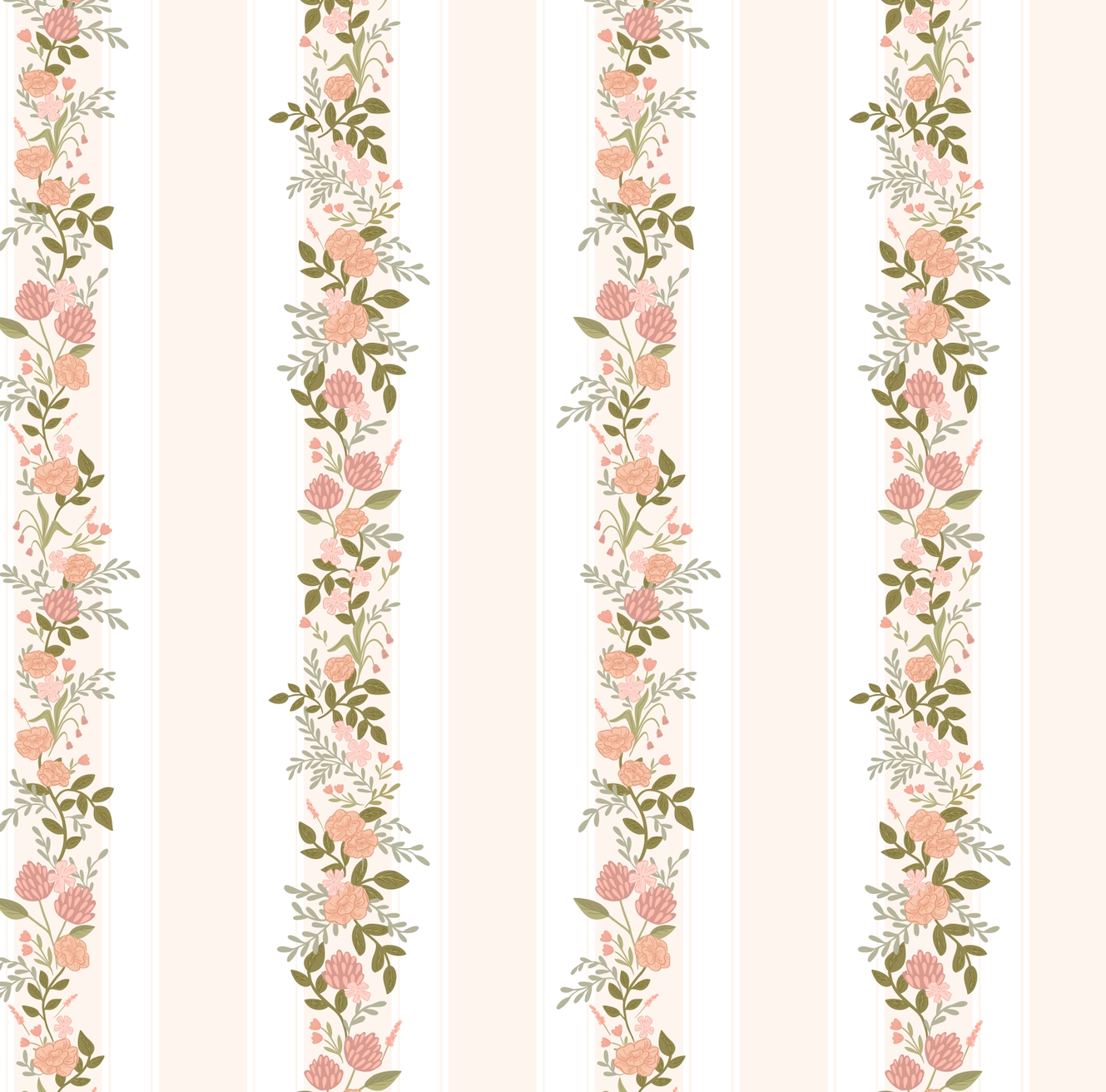 Evie Wallpaper by Jackie Jean Design - Sample 1 foot by 1 foot / Peach / Small Scale - Loomwell Home Goods