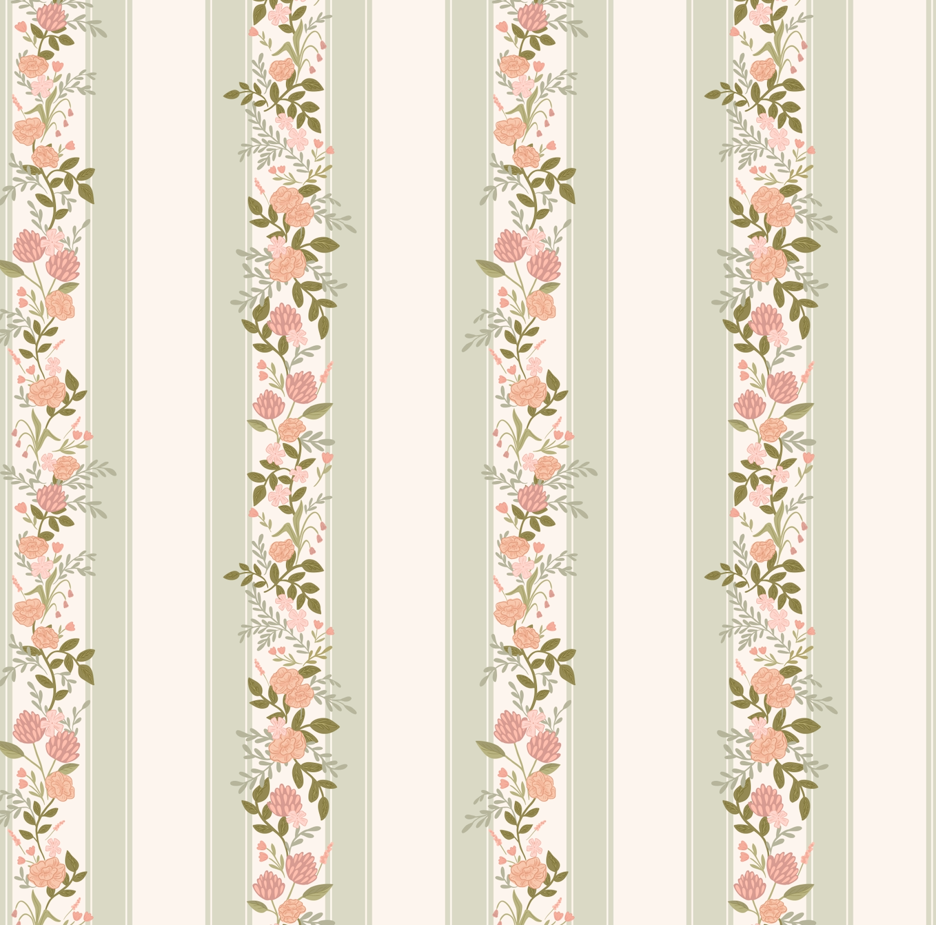 Evie Wallpaper by Jackie Jean Design - Sample 1 foot by 1 foot / Sage / Small Scale - Loomwell Home Goods