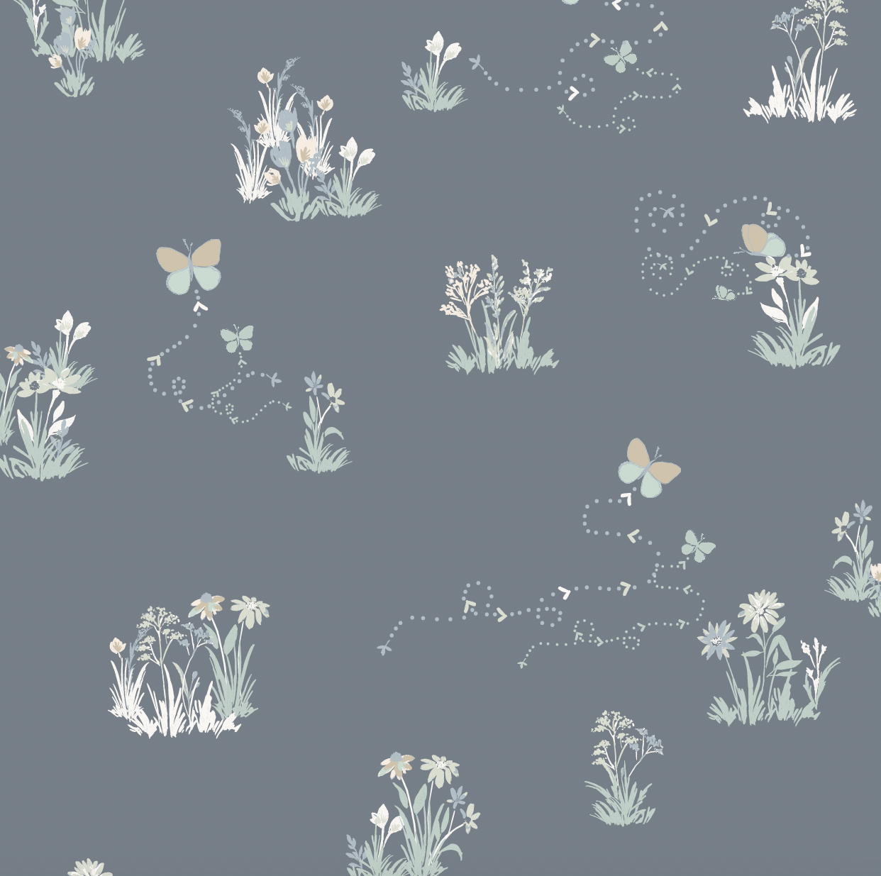 Serephina Wallpaper by Trisha Patel - Sample 1 foot by 1 foot / Blue - Loomwell Home Goods