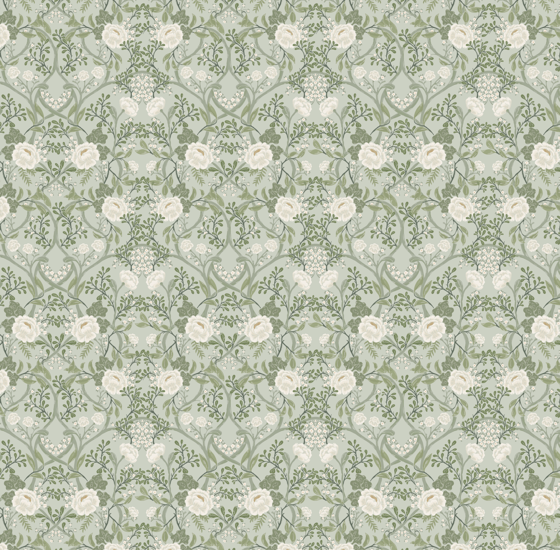 Winslow Wallpaper by Beeky Illustration - Sample 1 foot by 1 foot / Green - Loomwell Home Goods