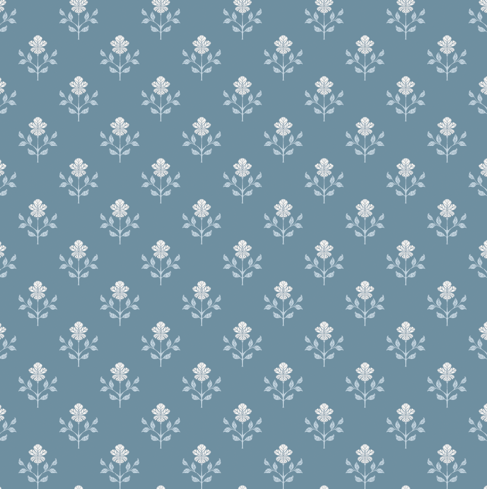 Shiloh Flower Wallpaper by Beeky Illustration - Sample 1 foot by 1 foot / Blue - Loomwell Home Goods