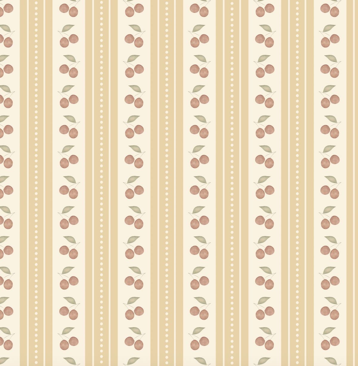 Cherries Stripe Wallpaper - Sample 1 foot by 1 foot / Yellow - Loomwell Home Goods