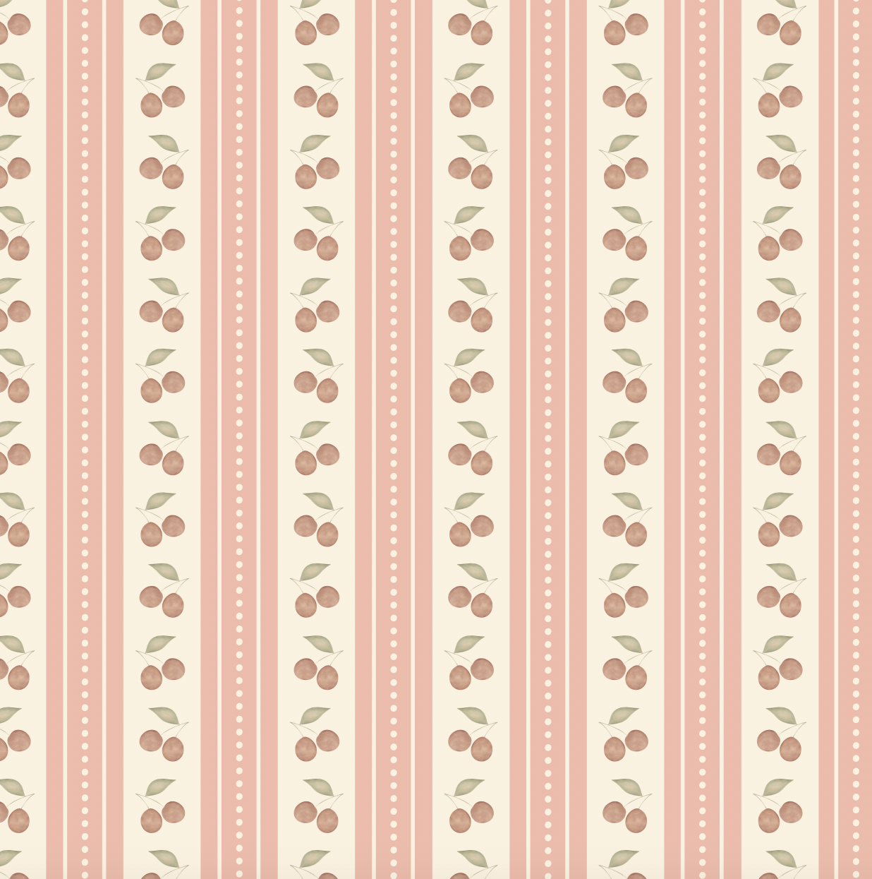 Cherries Stripe Wallpaper - Sample 1 foot by 1 foot / Pink - Loomwell Home Goods