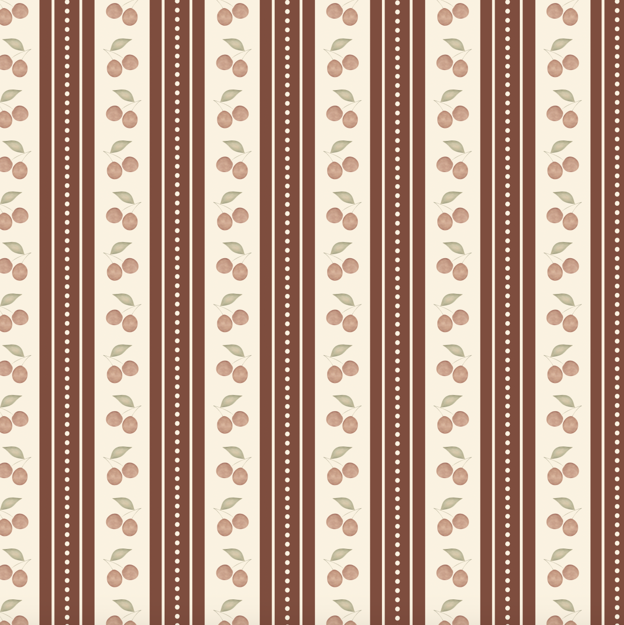 Cherries Stripe Wallpaper - Sample 1 foot by 1 foot / Burgundy - Loomwell Home Goods