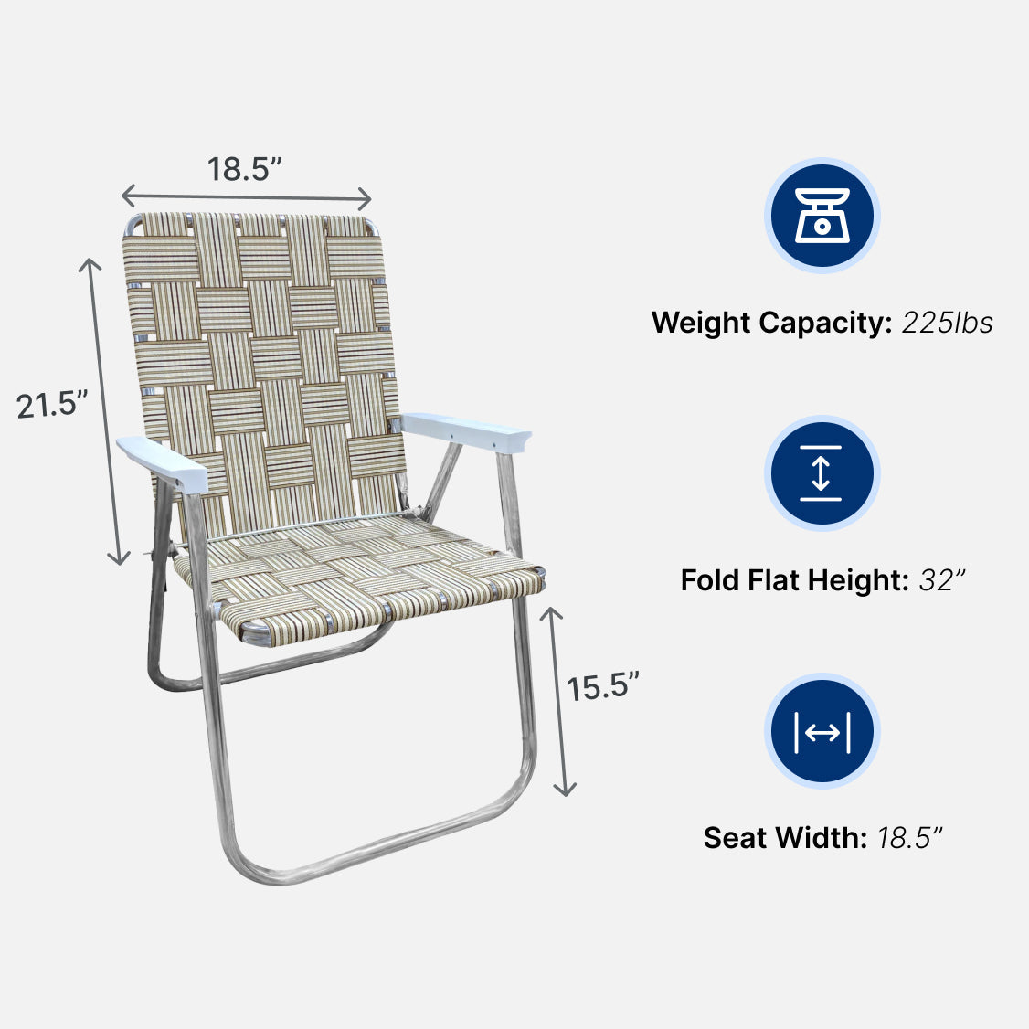 Chaise de jardin classique à rayures beiges