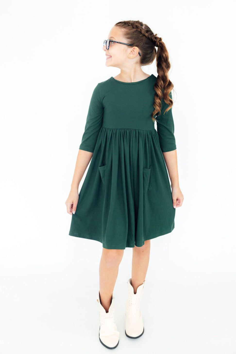 Spruce 3/4 Sleeve Pocket Twirl Dress - Mila & Rose ®