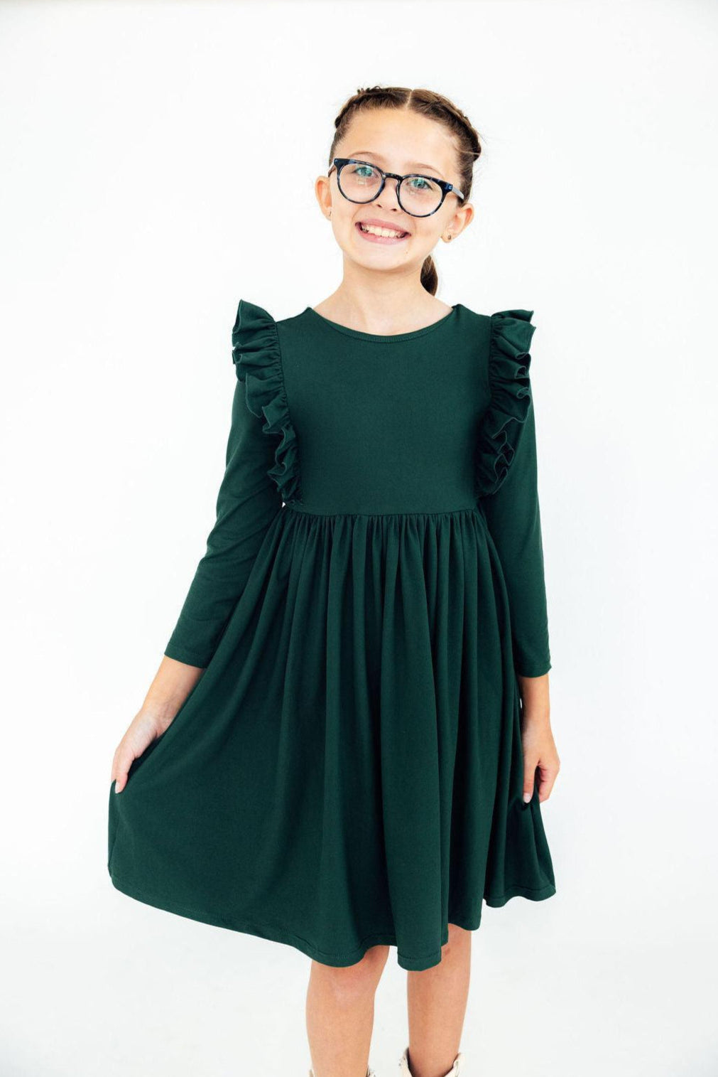 Spruce L/S Ruffle Twirl Dress - Mila & Rose ®