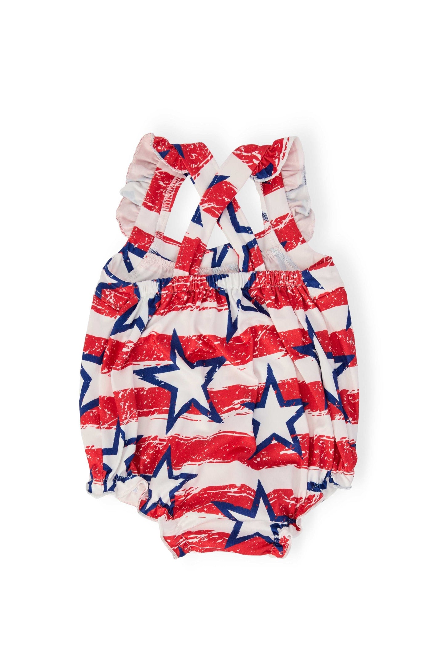 Stars & Stripes Ruffle Cross Back Romper - Mila & Rose ®