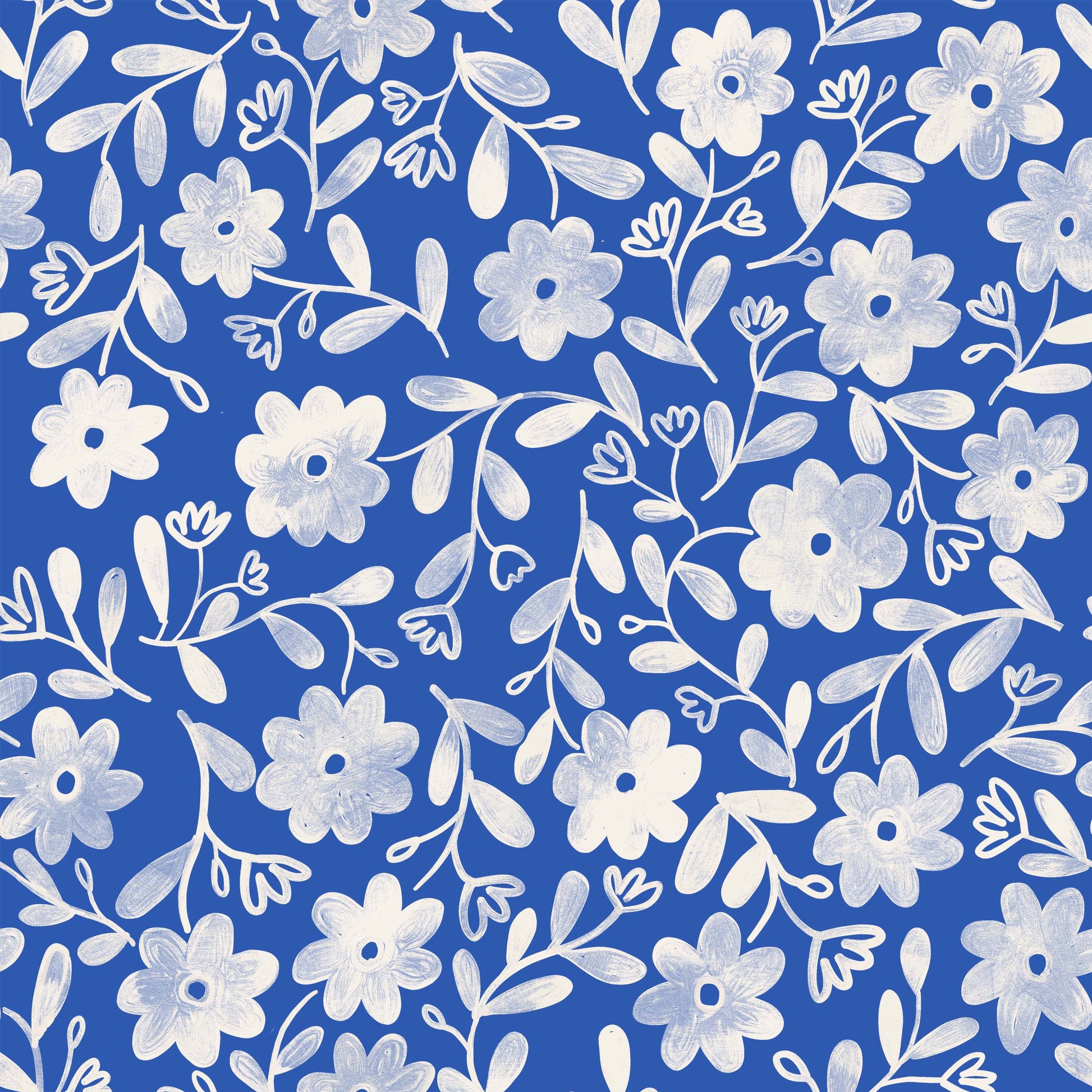 Markie Wallpaper by Christy Beasley - Sample 1 foot by 1 foot / Blue - Loomwell Home Goods
