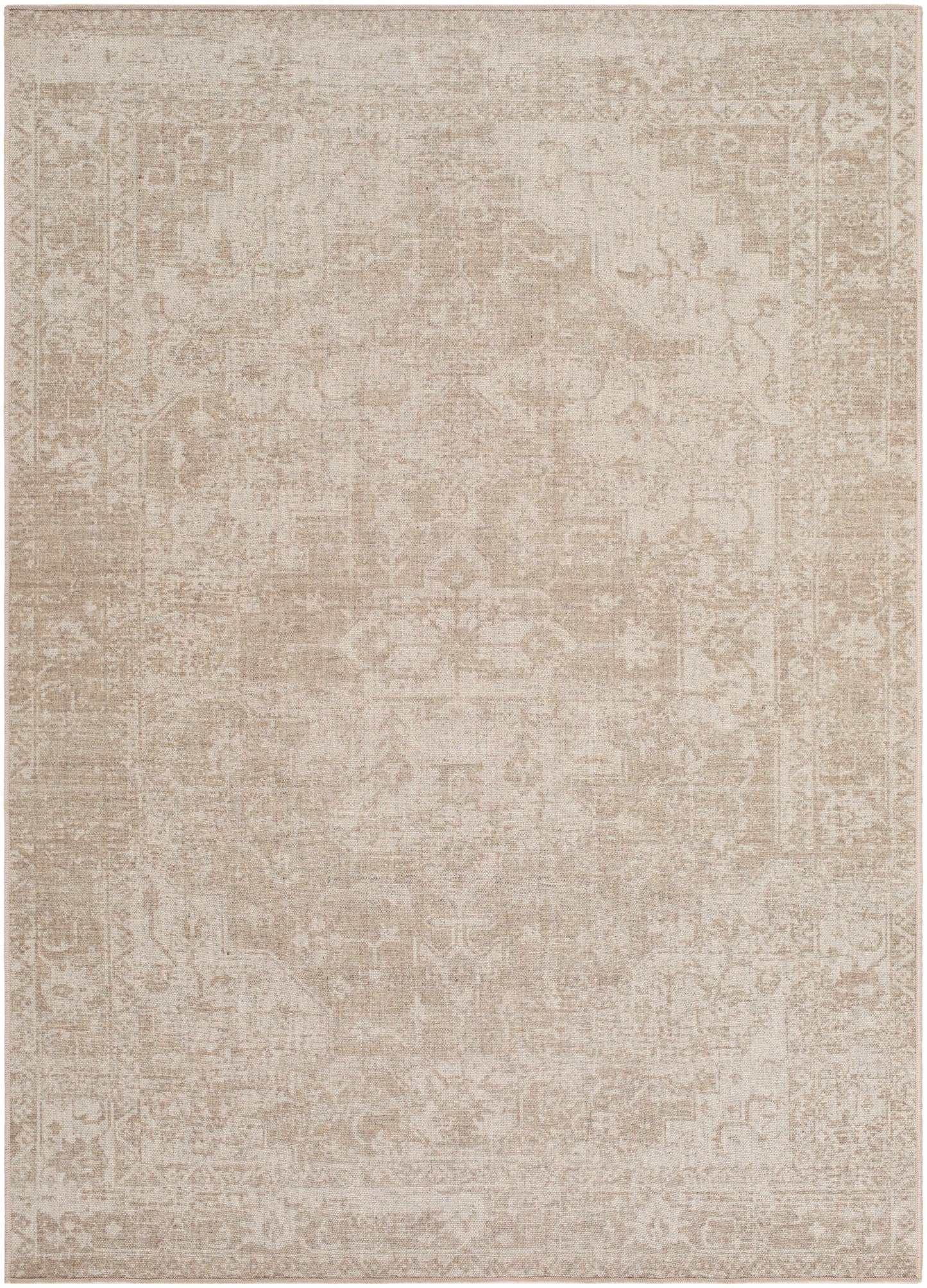 Beige Traditional Washable Wool Area Rug - Boutique Rugs