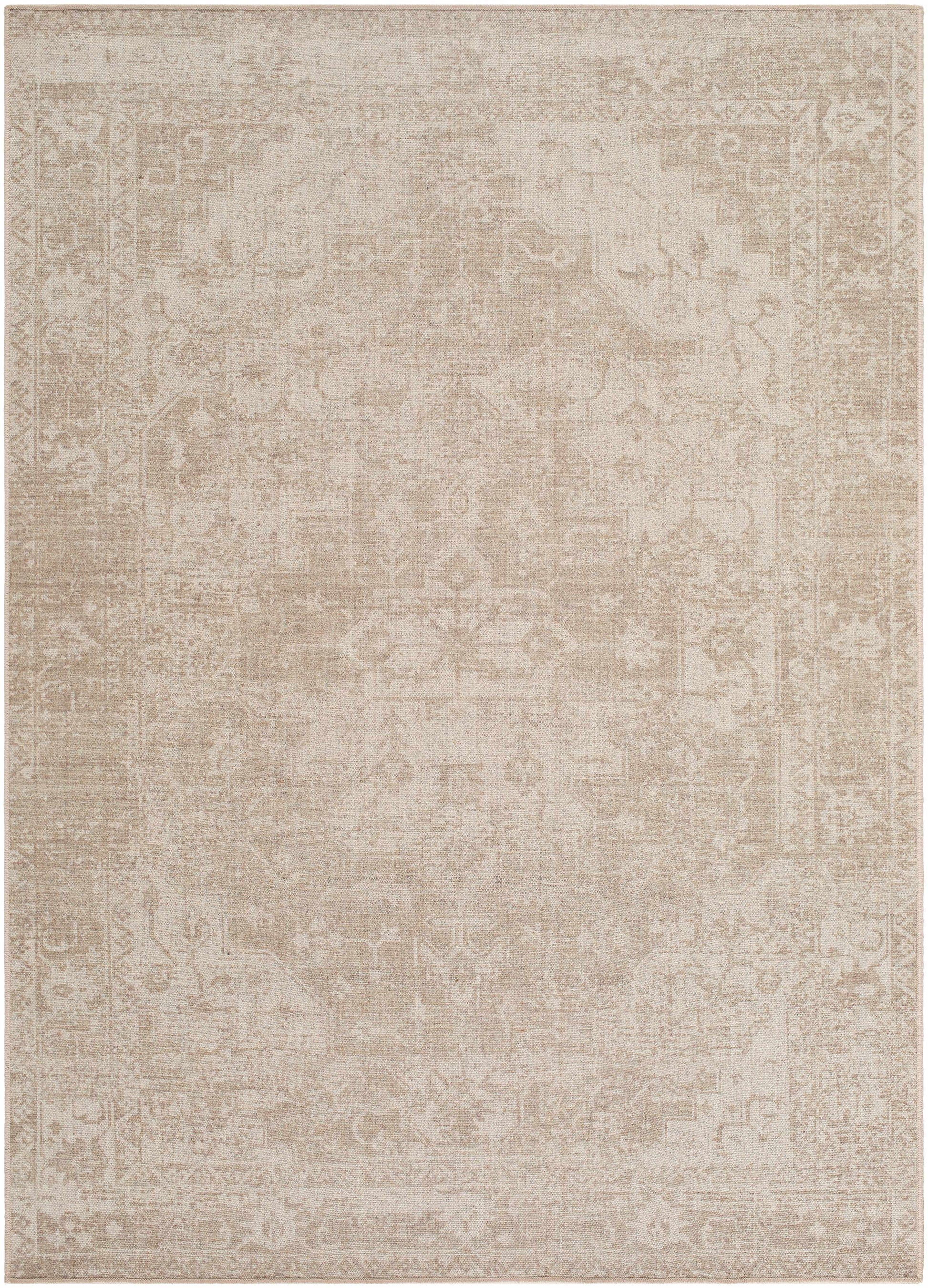 Beige Traditional Washable Wool Area Rug - Boutique Rugs