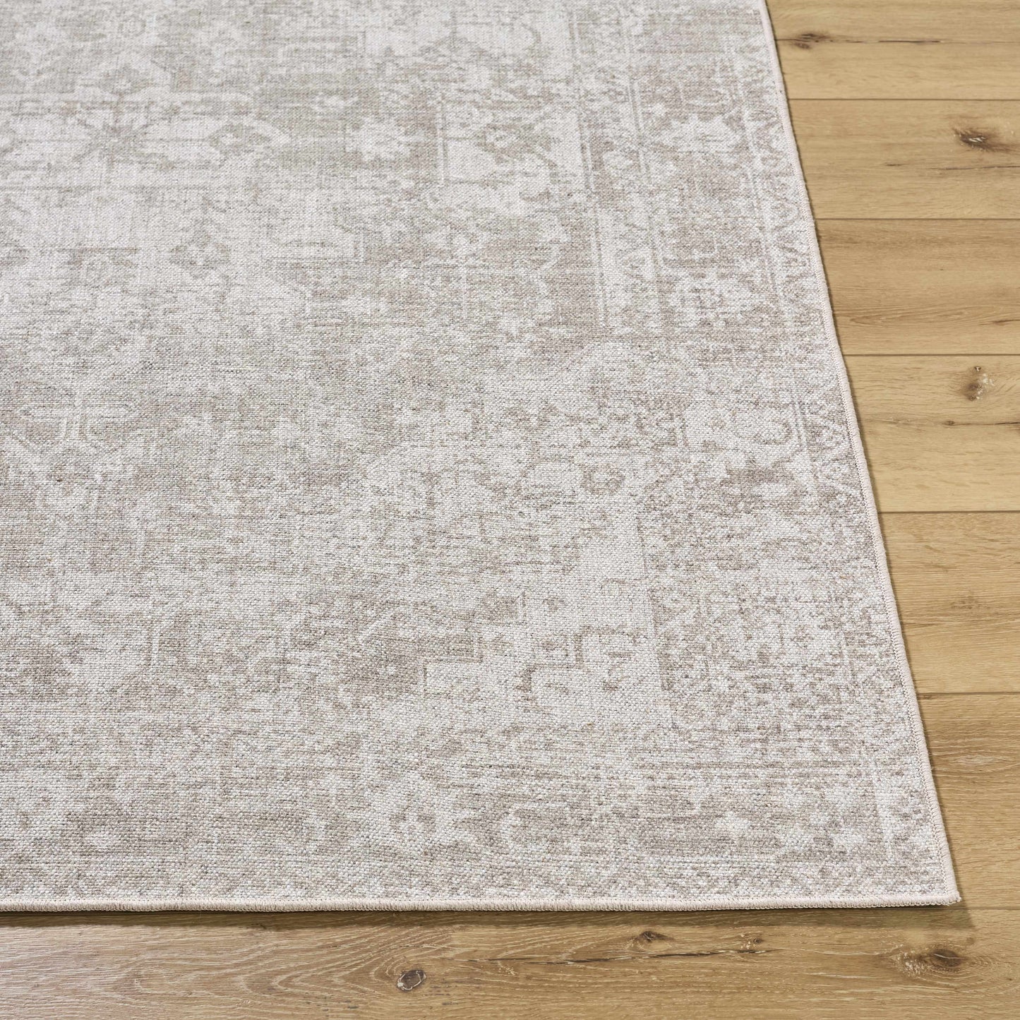 Beige Traditional Washable Wool Area Rug - Boutique Rugs