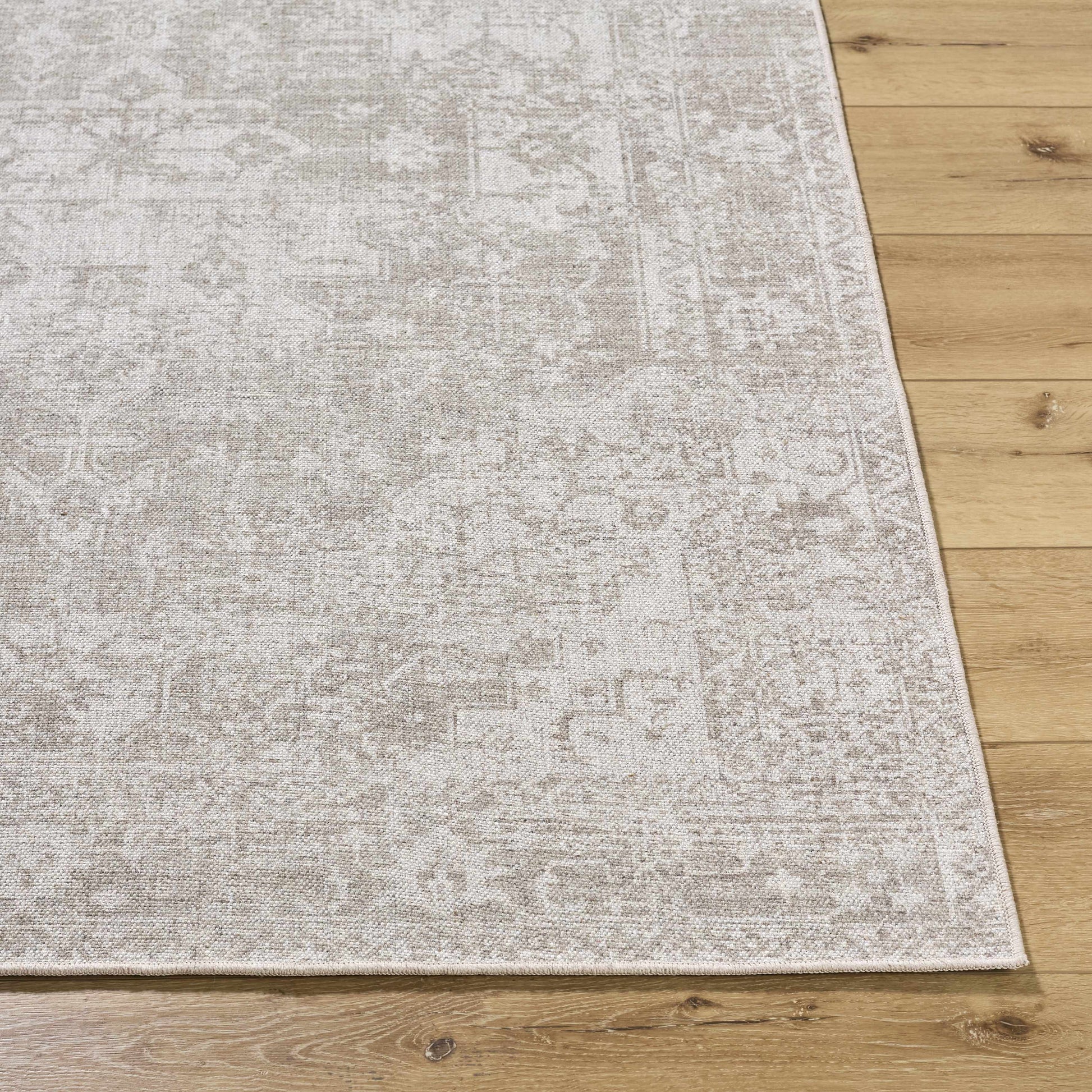 Beige Traditional Washable Wool Area Rug - Boutique Rugs