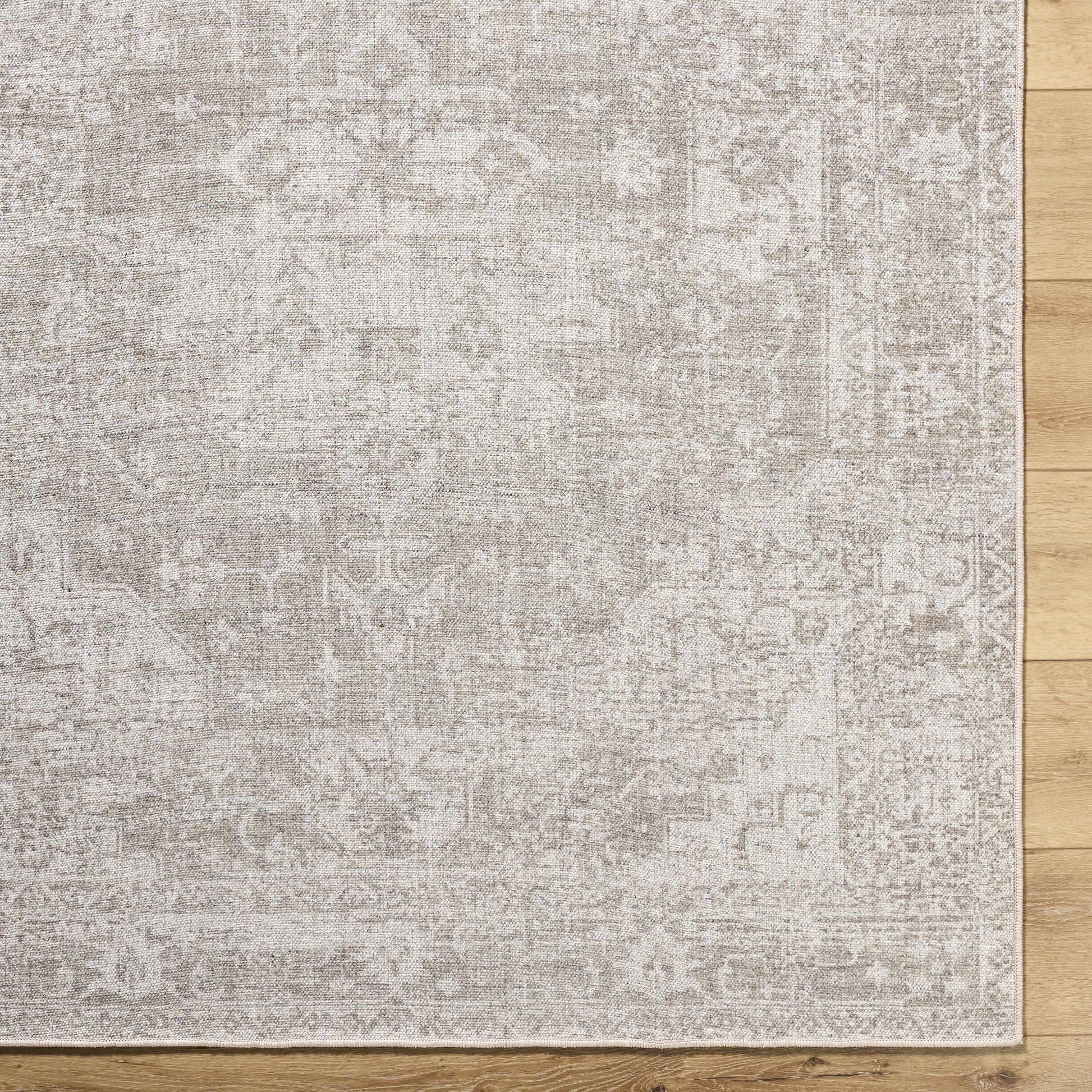 Beige Traditional Washable Wool Area Rug - Boutique Rugs