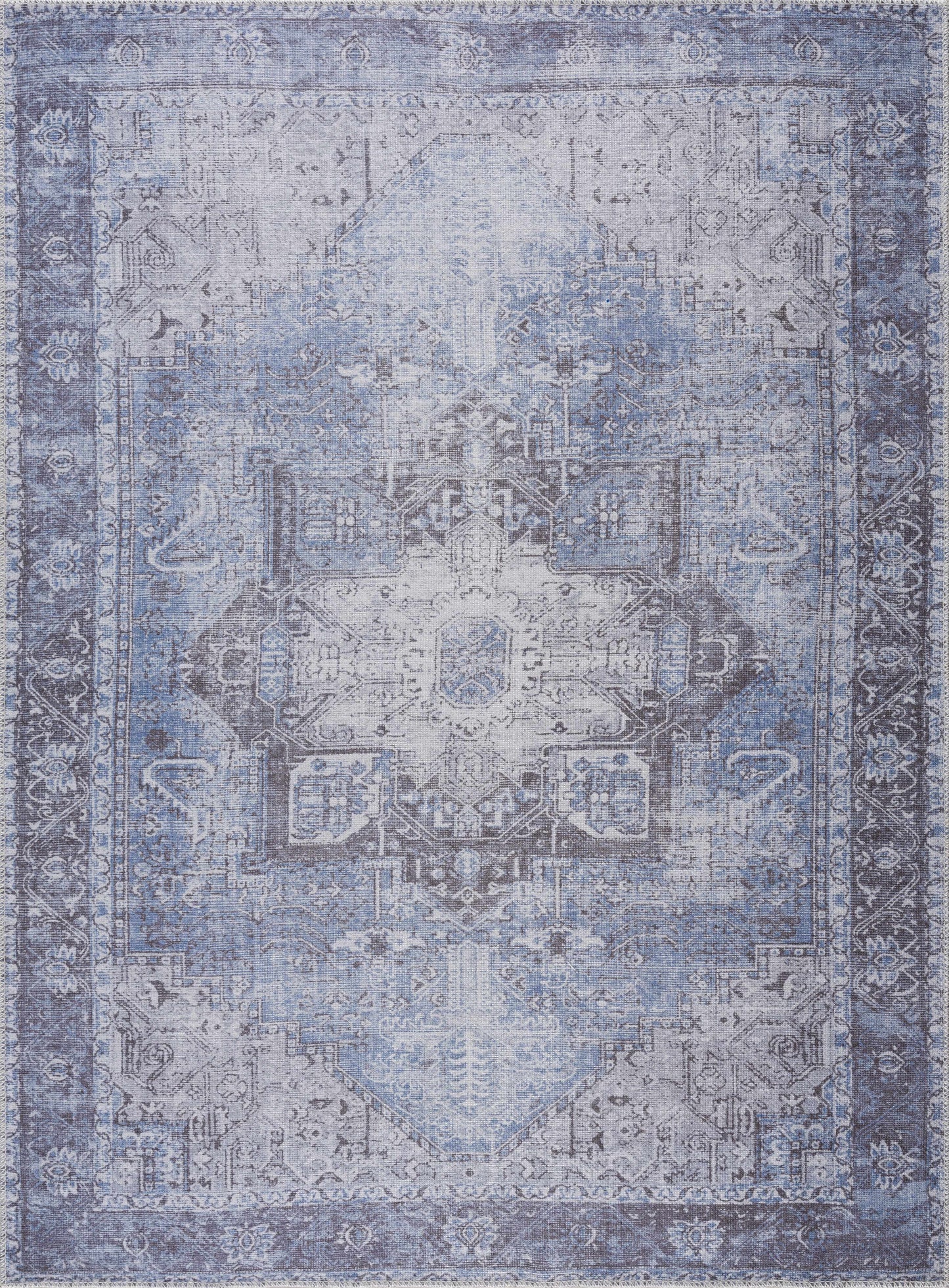 Tapis lavable bleu glacier Rosman 