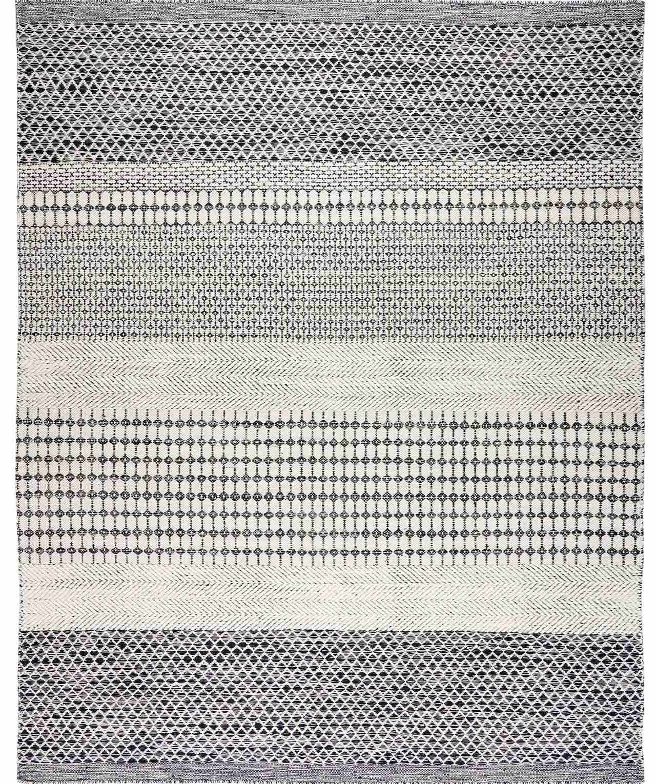 Black and Cream Scandi Boho Wool Carpet - Boutique Rugs