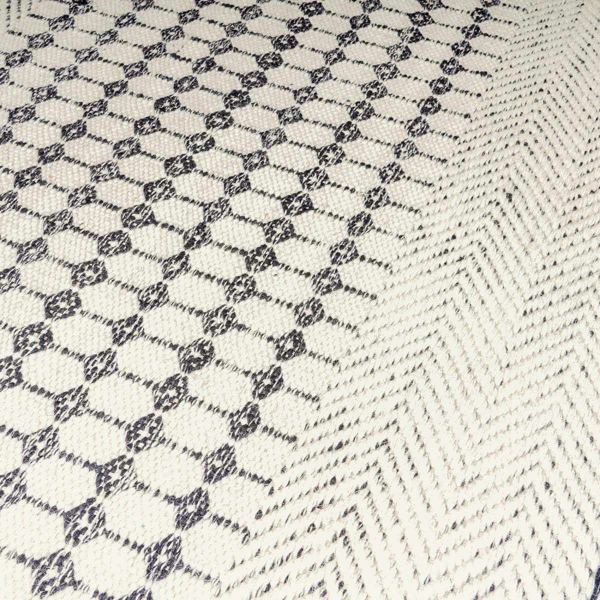 Black and Cream Scandi Boho Wool Carpet - 2’ x 3’ Rectangle - Boutique Rugs