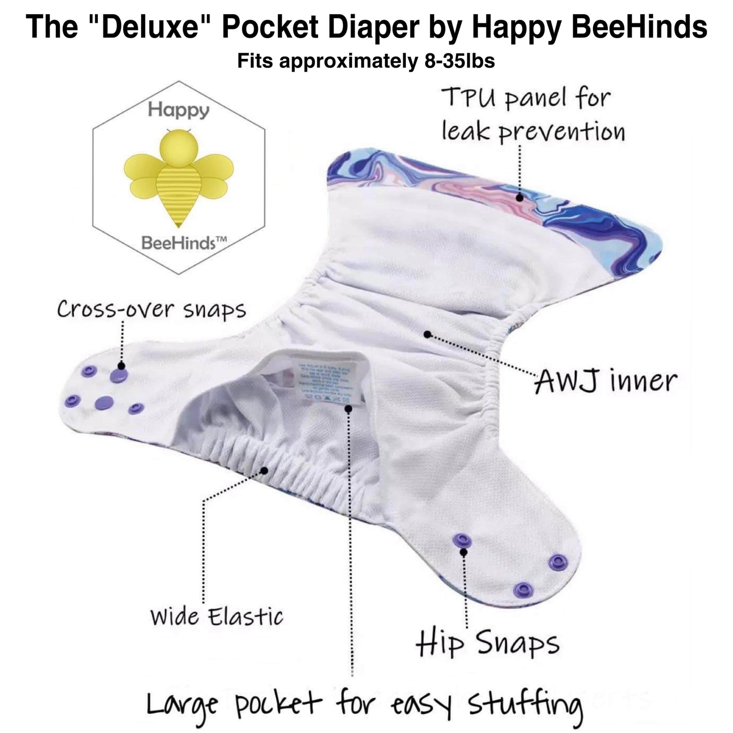 The "Deluxe" Pocket Diaper by Happy BeeHinds Wizard Collection