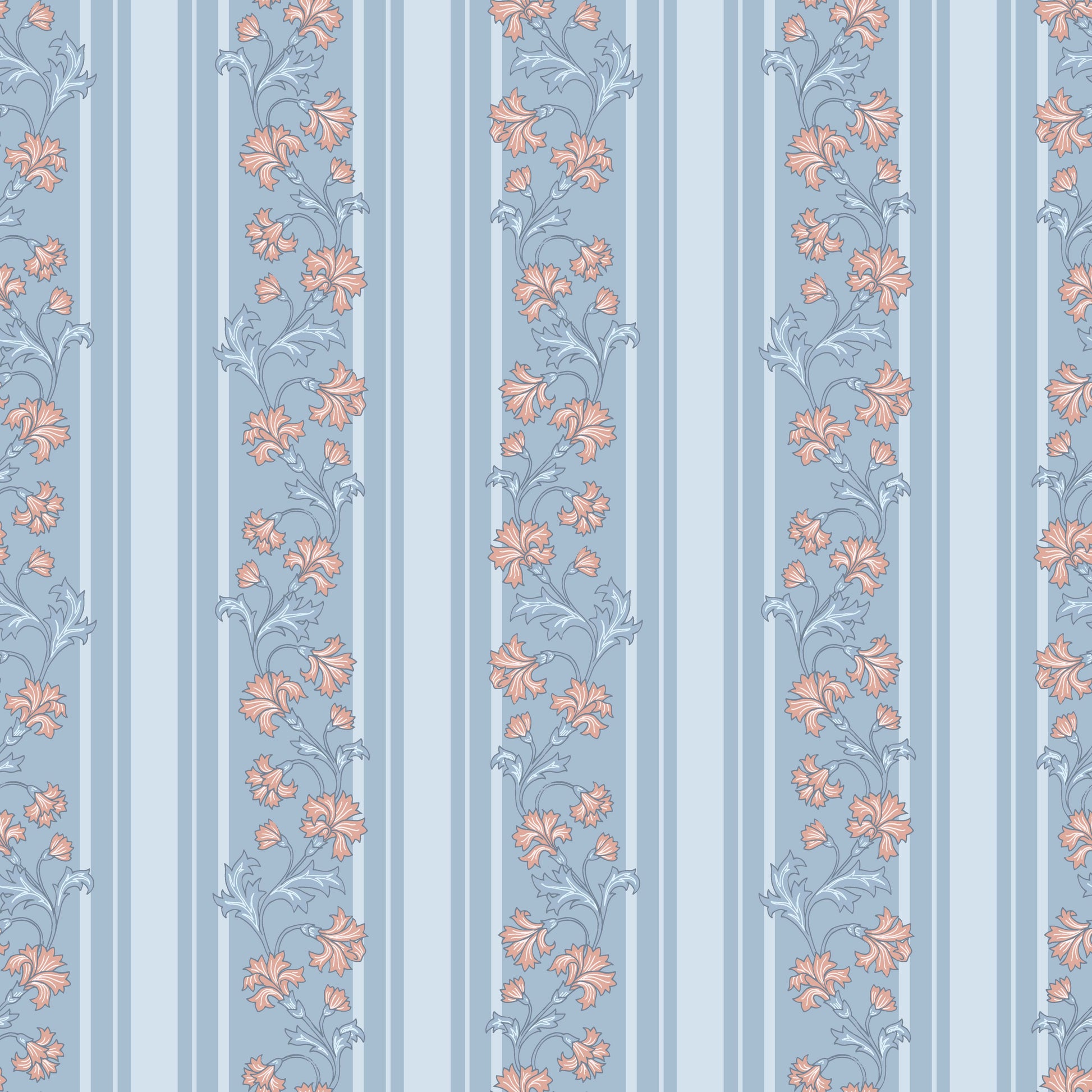 Tillie Wallpaper by Anna Black Creative - Sample 1 foot by 1 foot / Mid Blue and Pink - Loomwell Home Goods