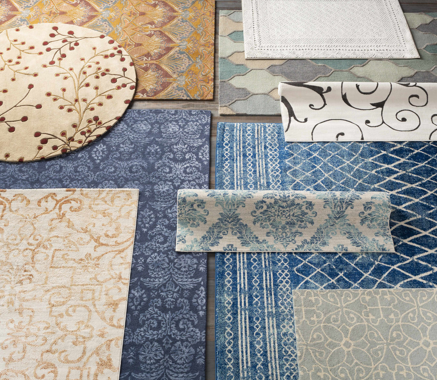 Beige Burgundy Modern Floral Wool Rug - Boutique Rugs